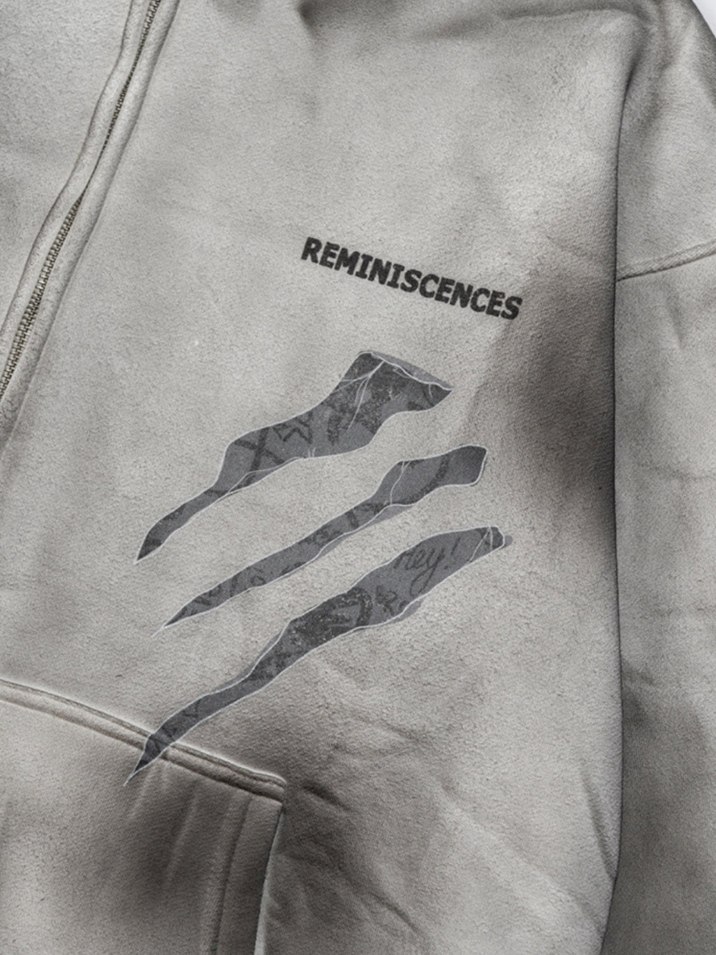 REMINI - Oversized Print Zip Up Hoodie