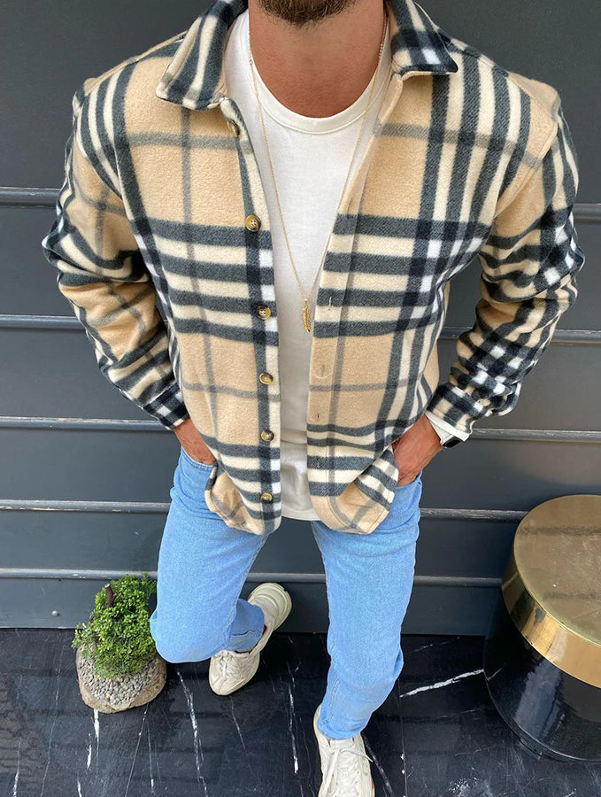 Long Sleeve Fashion Casual Black Plaid Jacket by Xtralitty — Apparel premium streetwear