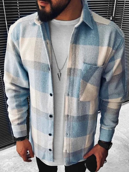 Light Blue Plaid Jacket by Xtralitty — Apparel premium streetwear
