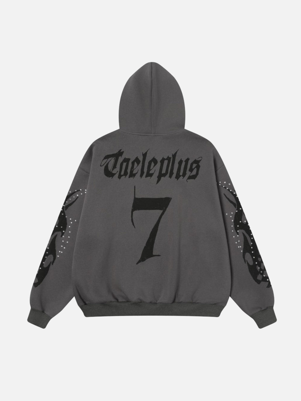 FIRODA - Oversized Rhinestone Zip Up Hoodie