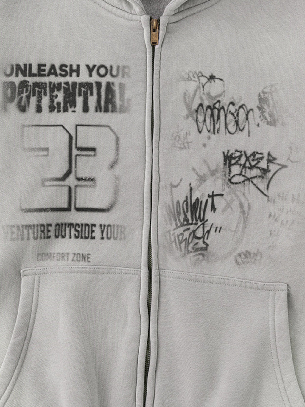 POTENTIAL - Oversized Print Zip Up Hoodie