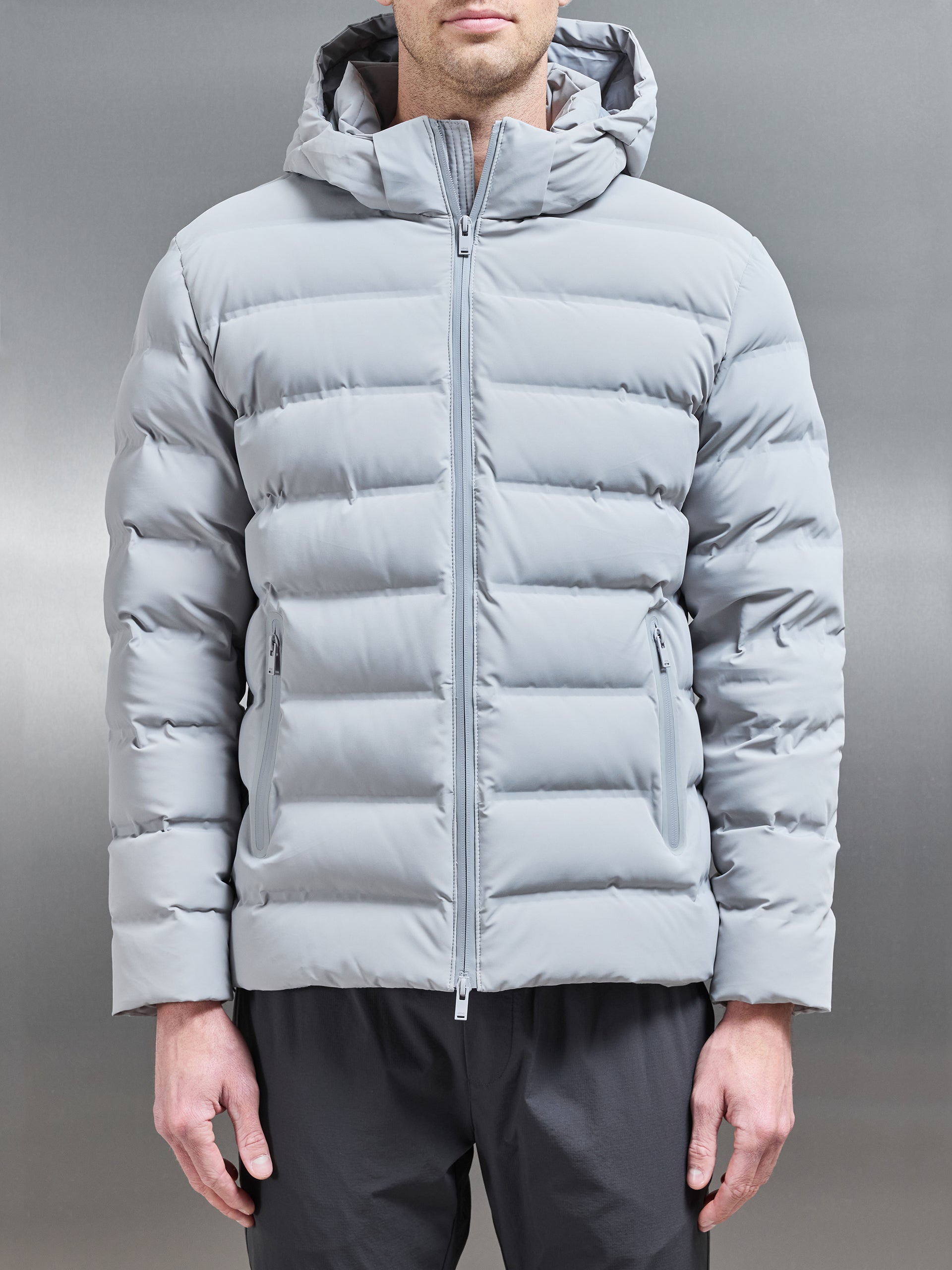 Active Down Jacket in Mid Grey by Xtralitty — Apparel premium streetwear