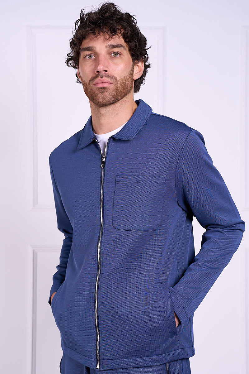 Pique Zip Up Jacket - Navy | Xtralitty