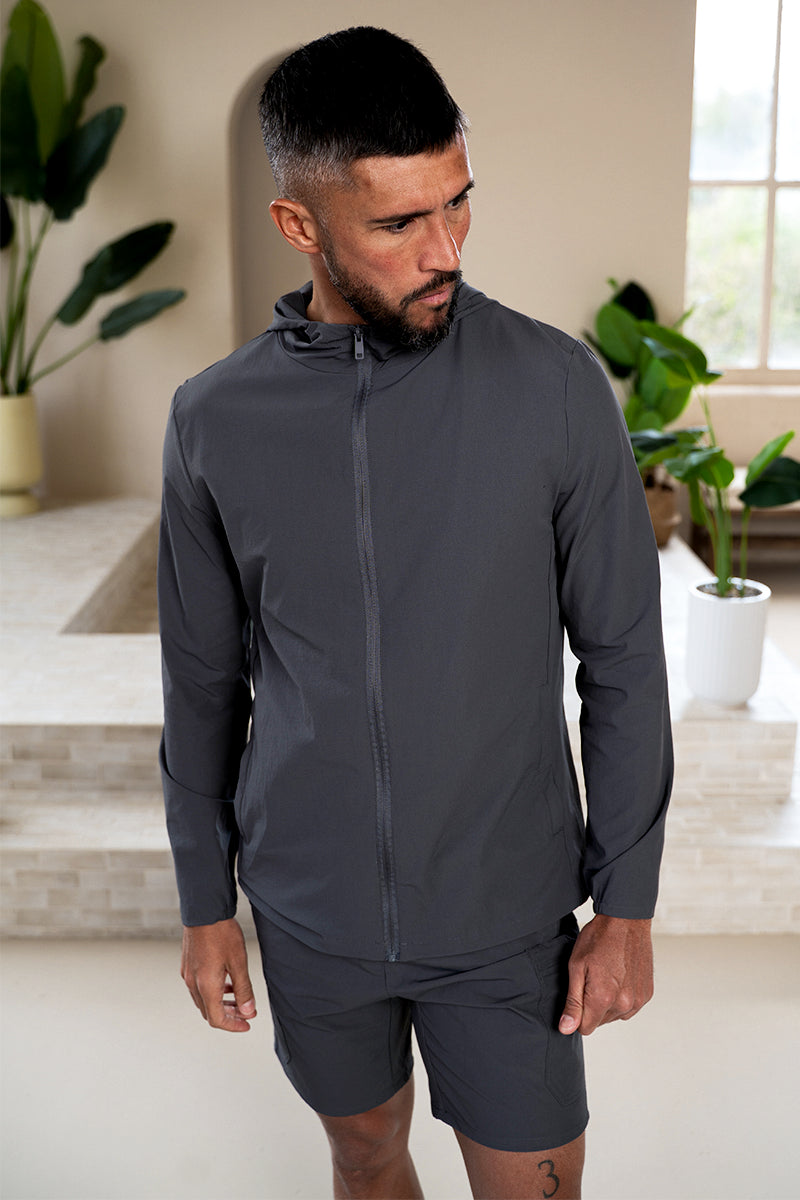 Premium Technical Windbreaker Jacket - Charcoal | Xtralitty