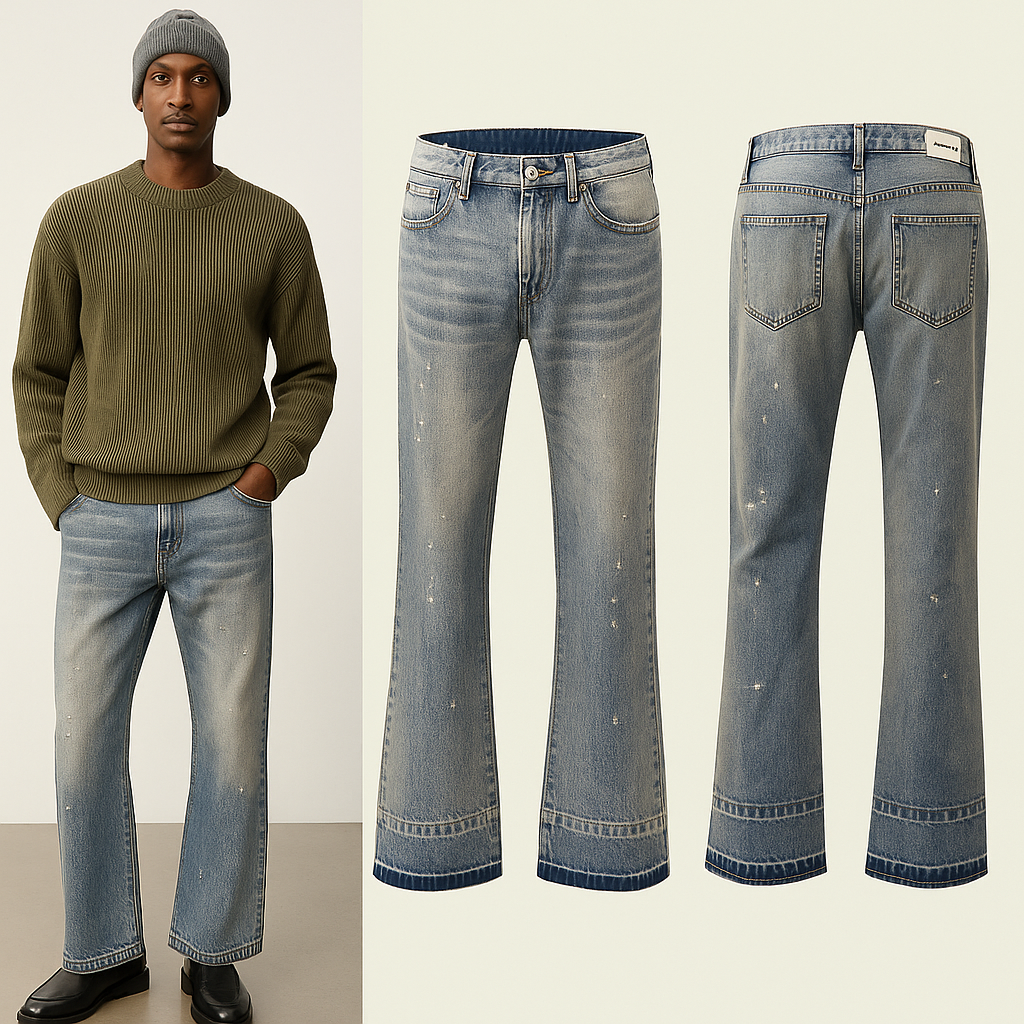 ASARO Flared Denim – Faded Blue