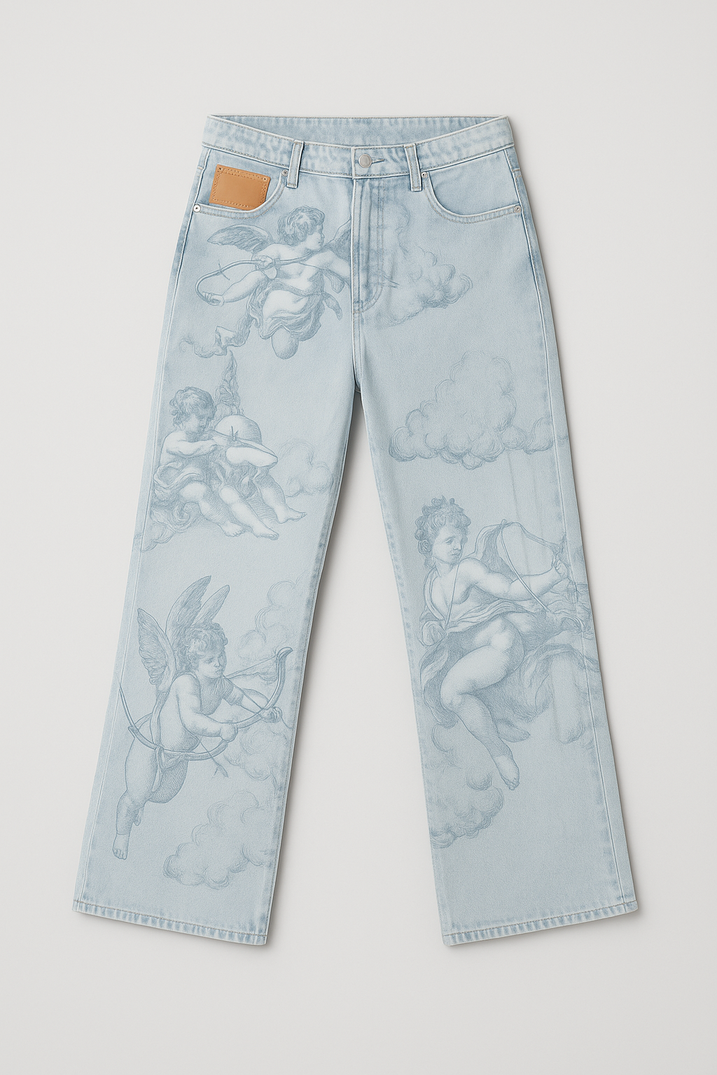 ANGEL Jeans – Vintage Cherub Print Straight-Leg Denim