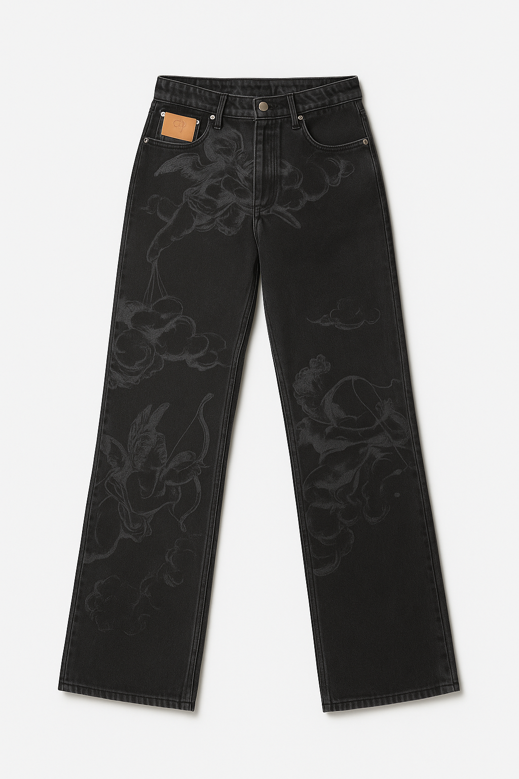 ANGEL Jeans – Vintage Cherub Print Straight-Leg Denim