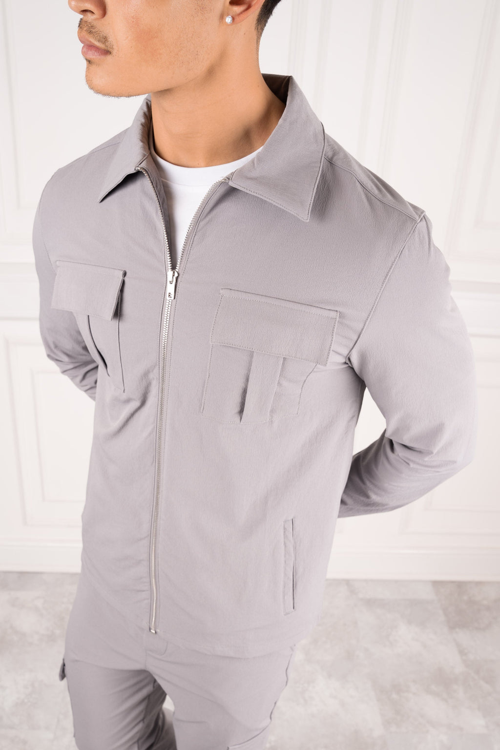 Premium Cargo Utility Jacket - Light Grey | Xtralitty