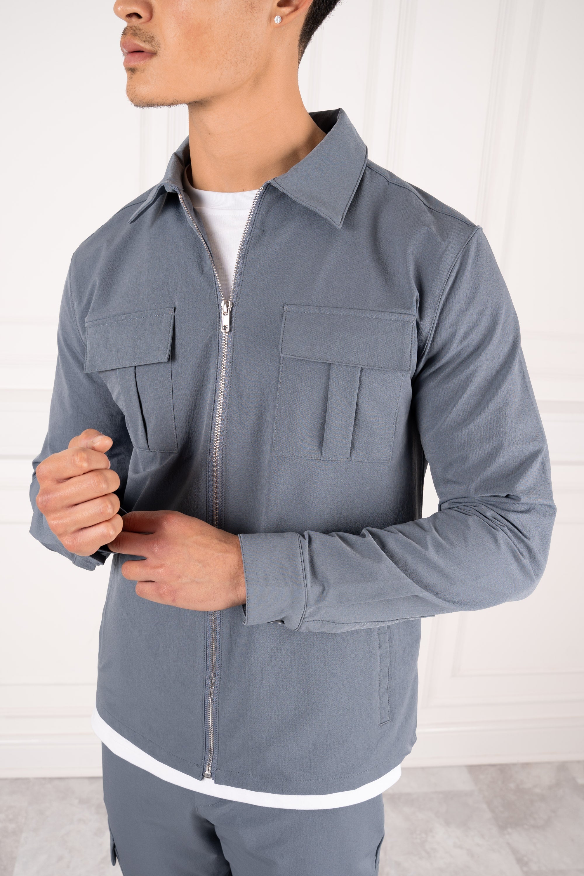 Premium Cargo Utility Jacket - Steel Blue | Xtralitty