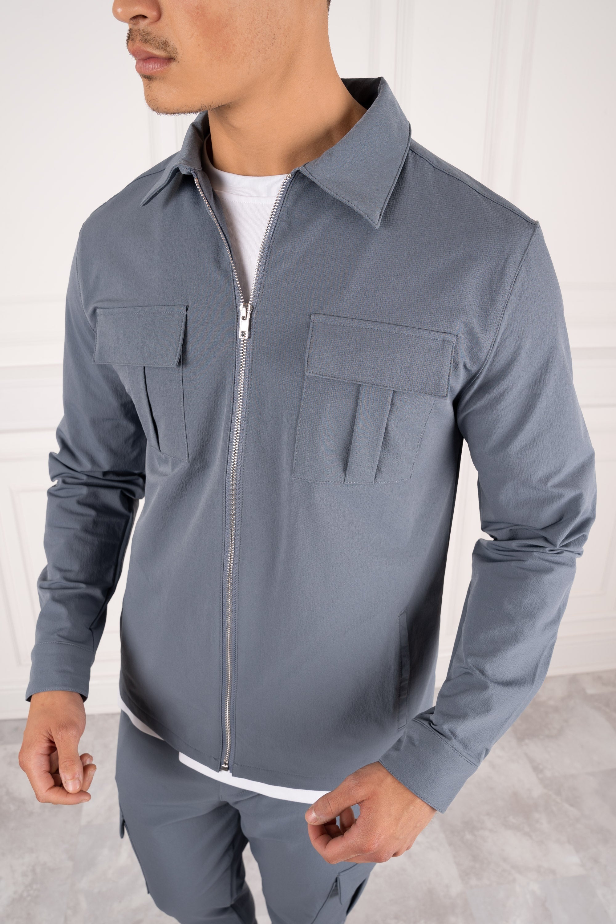 Premium Cargo Utility Jacket - Steel Blue | Xtralitty