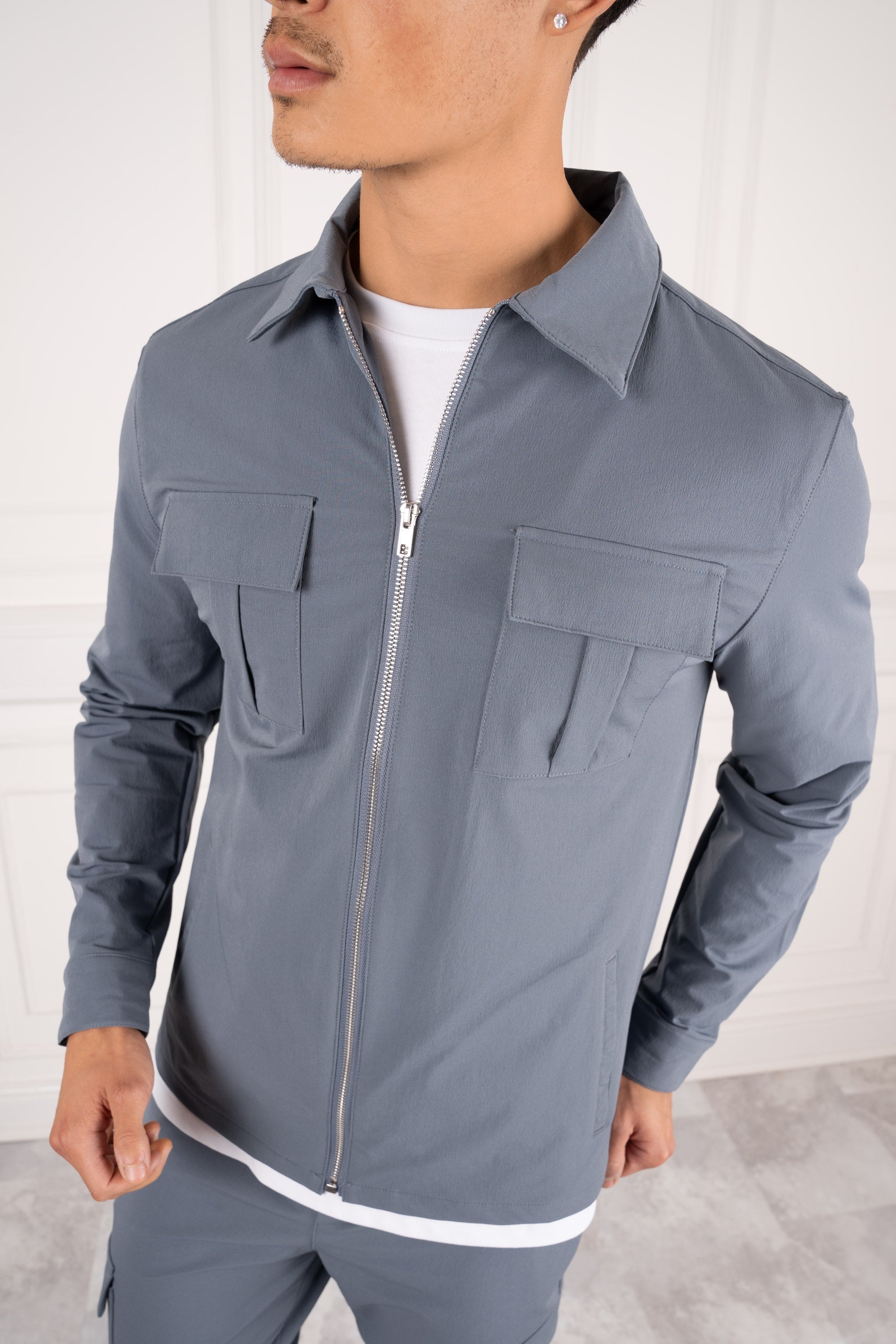 Premium Cargo Utility Jacket - Steel Blue | Xtralitty