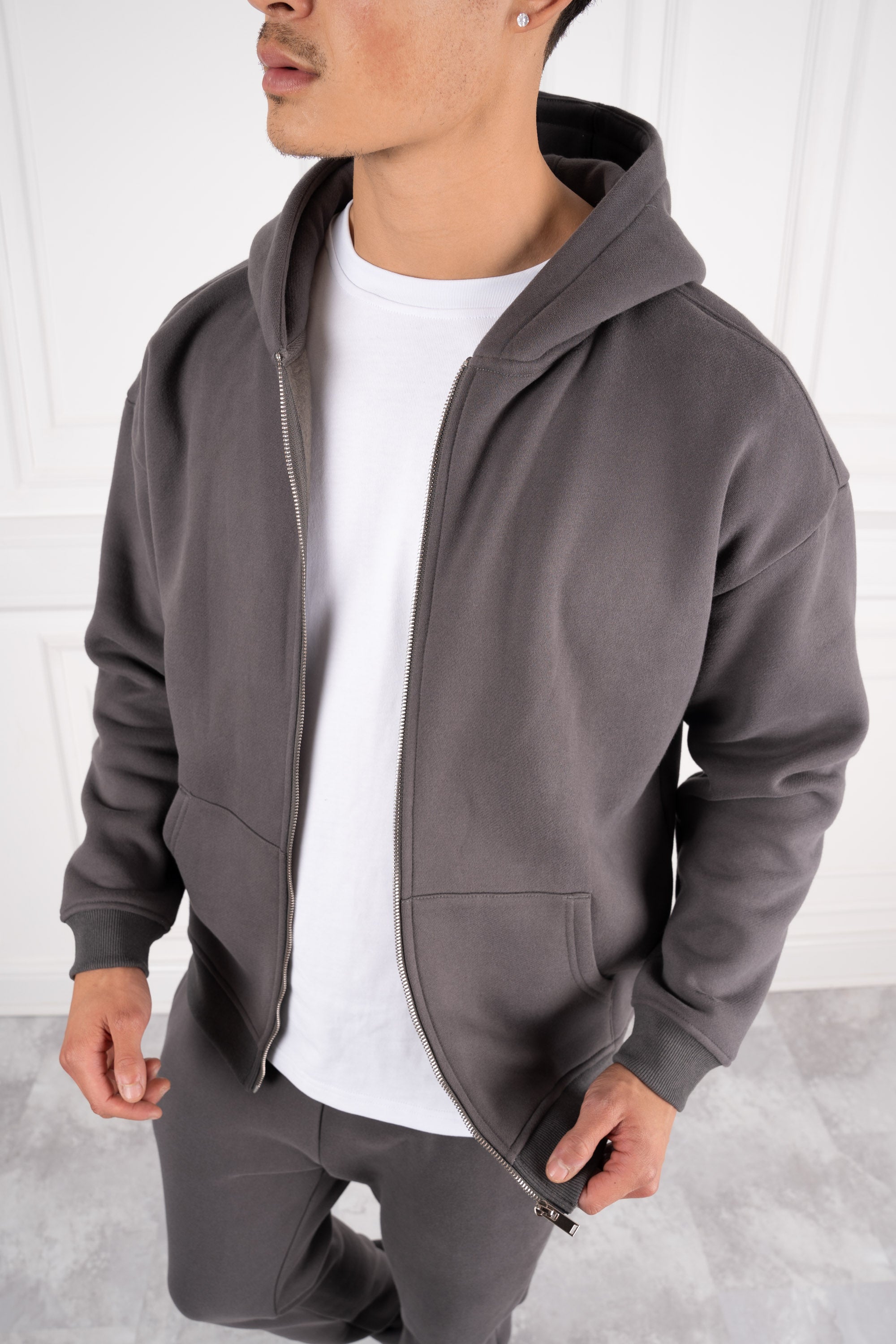 Premium Luxe Zip Up Hoody - Charcoal | Xtralitty