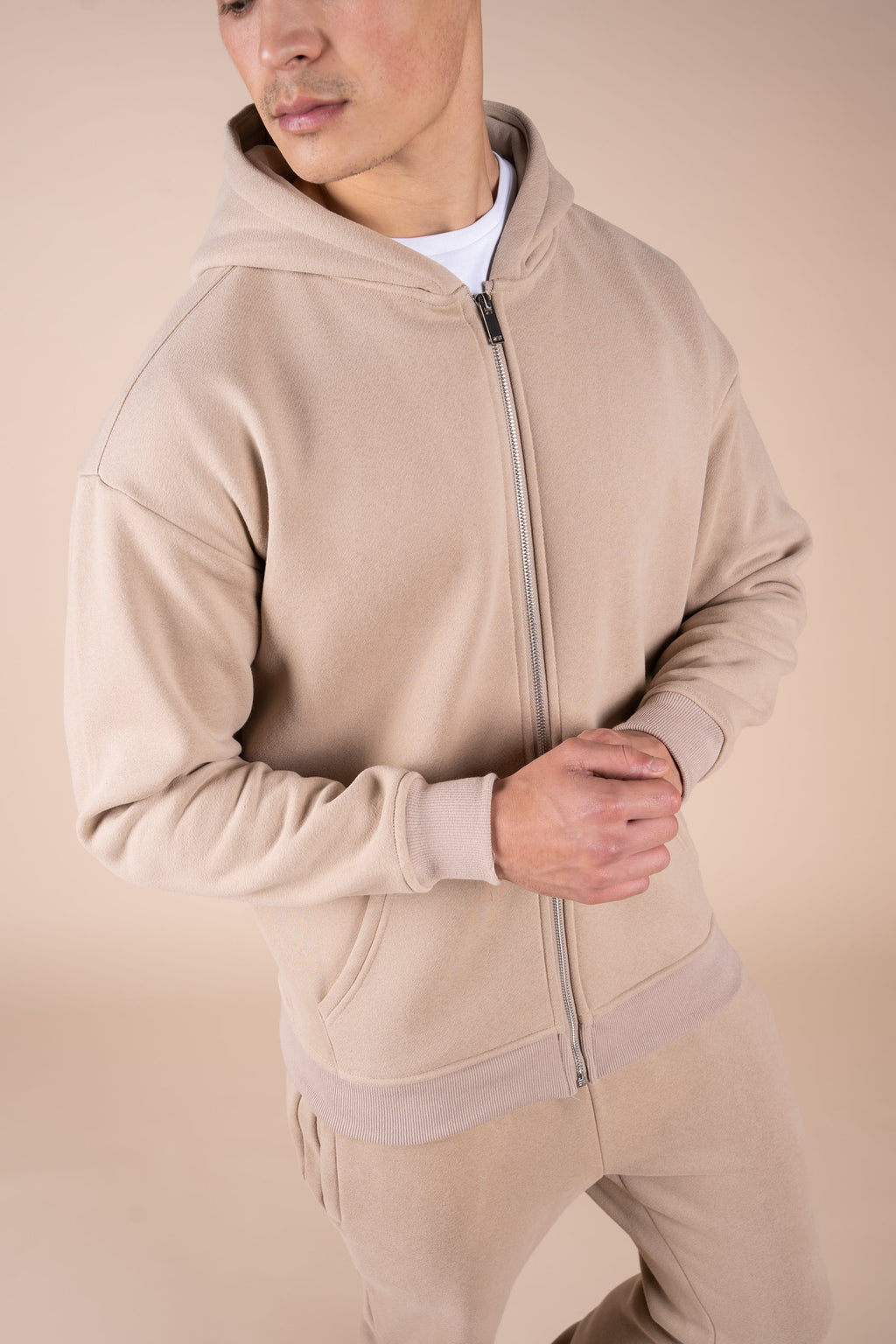 Premium Luxe Zip Up Hoody - Taupe | Xtralitty
