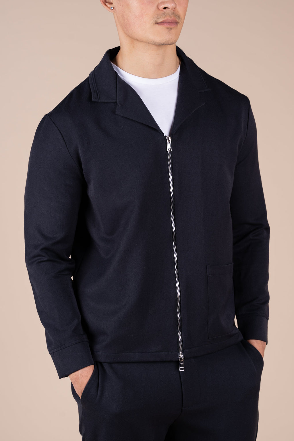 Cuban Zip-up Jacket - Navy | Xtralitty