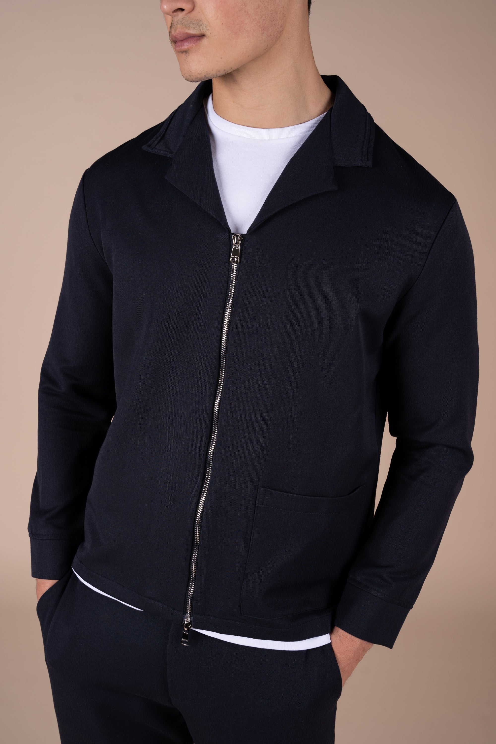 Cuban Zip-up Jacket - Navy | Xtralitty