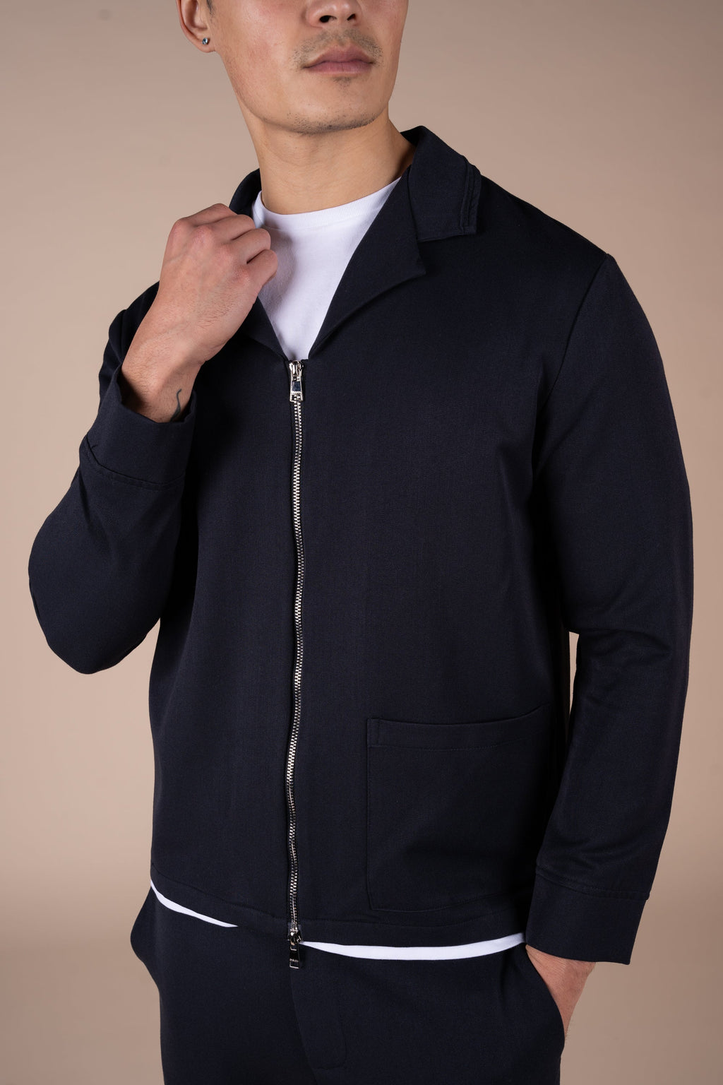Cuban Zip-up Jacket - Navy | Xtralitty