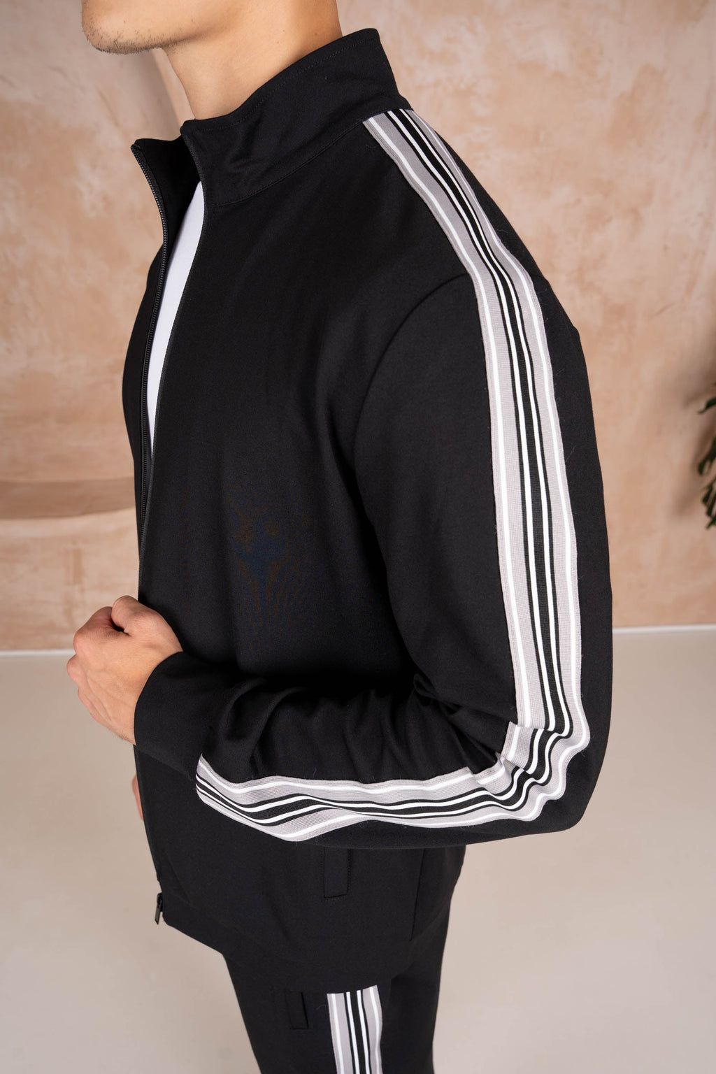 Side Stripe Zip Up Jacket - Black | Xtralitty