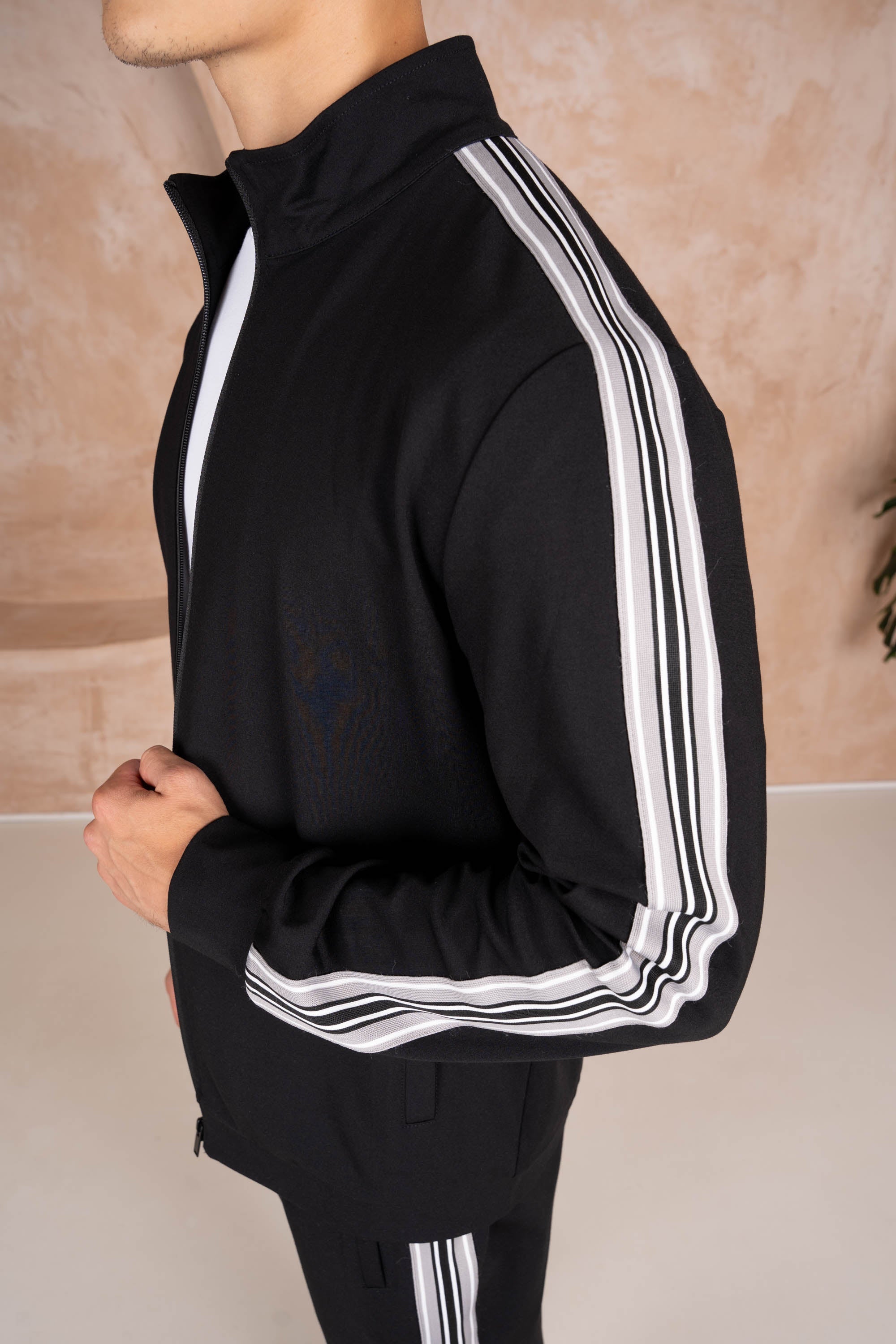 Side Stripe Zip Up Jacket - Black | Xtralitty
