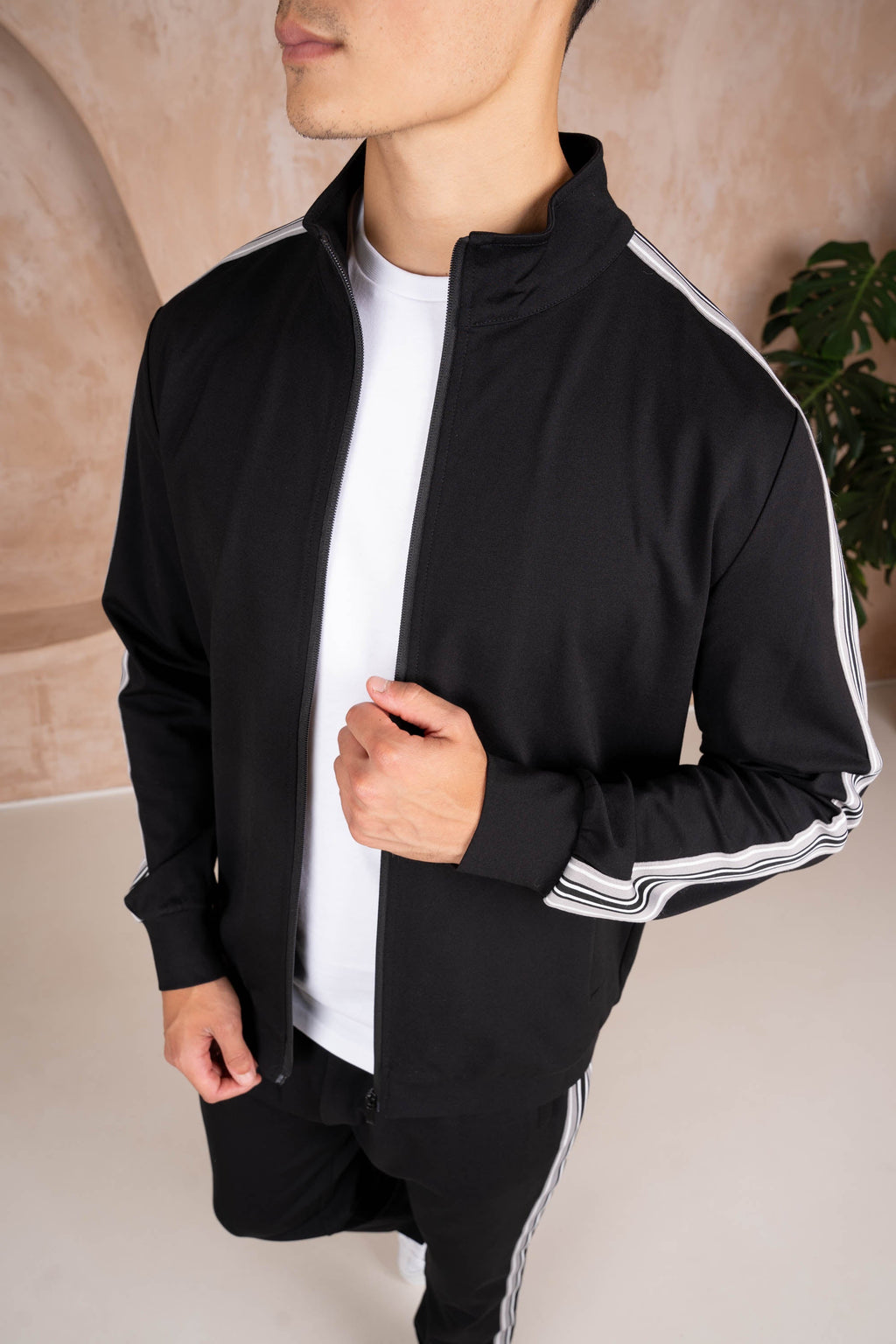 Side Stripe Zip Up Jacket - Black | Xtralitty