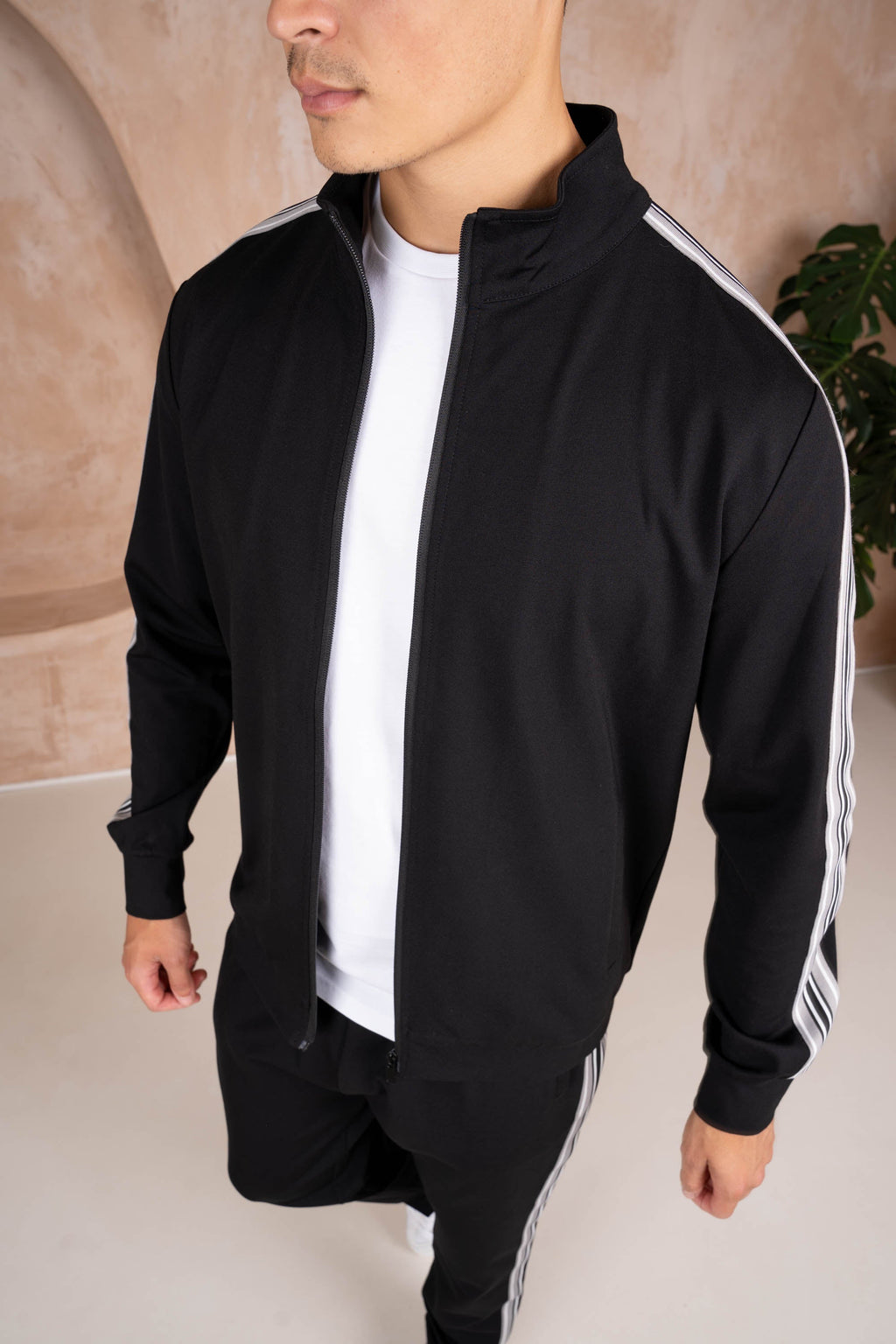 Side Stripe Zip Up Jacket - Black | Xtralitty