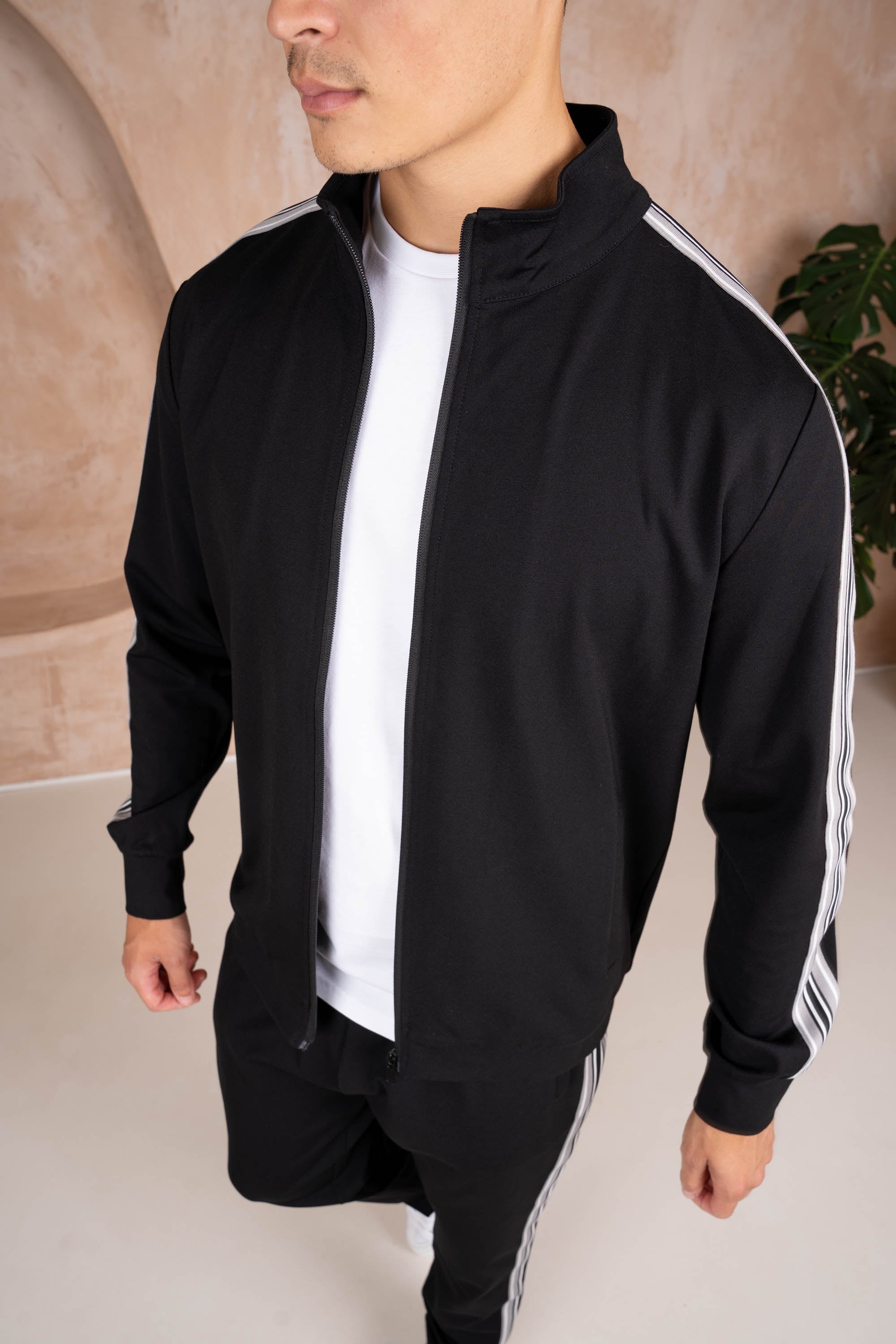 Side Stripe Zip Up Jacket - Black | Xtralitty