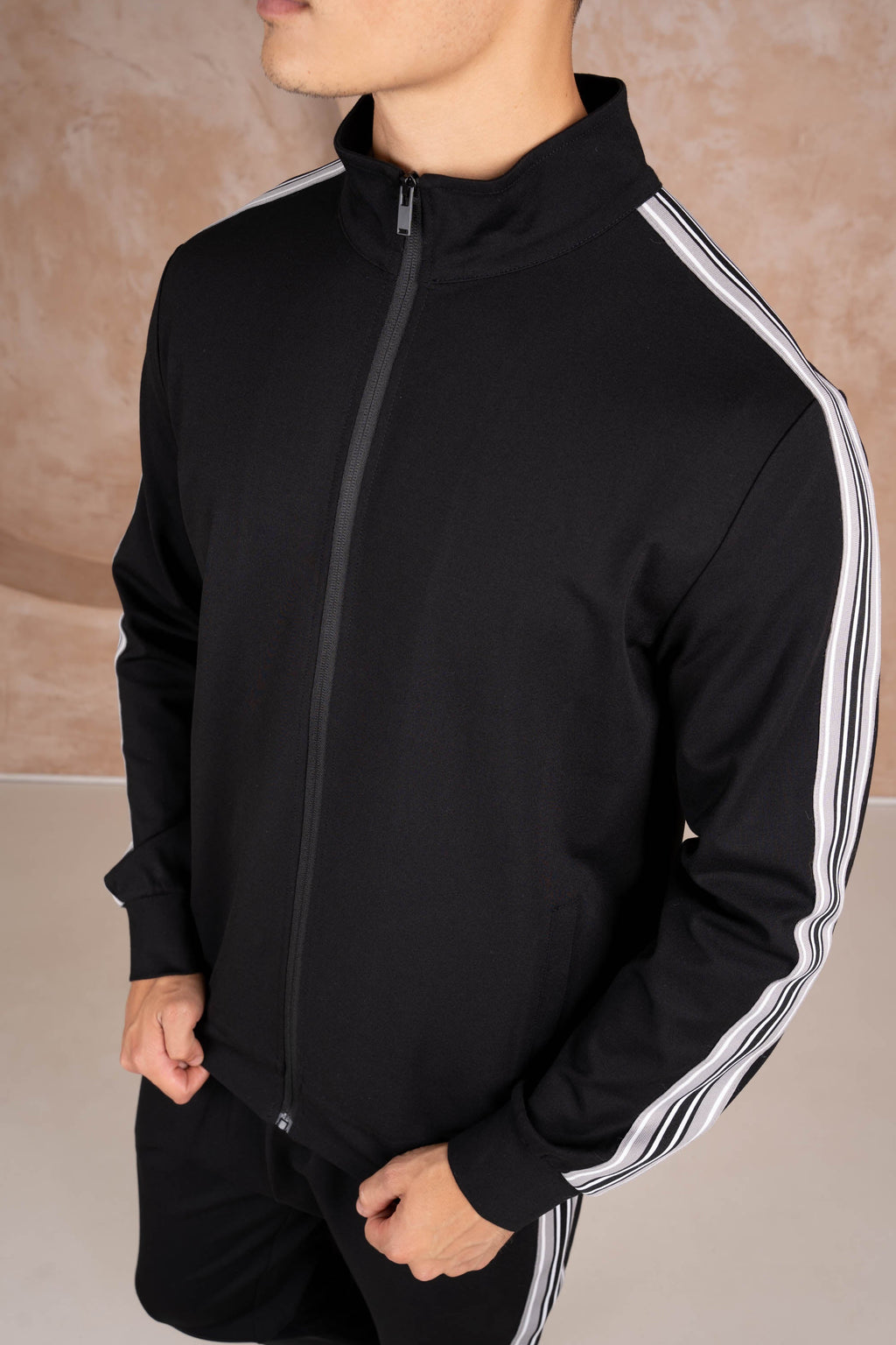 Side Stripe Zip Up Jacket - Black | Xtralitty