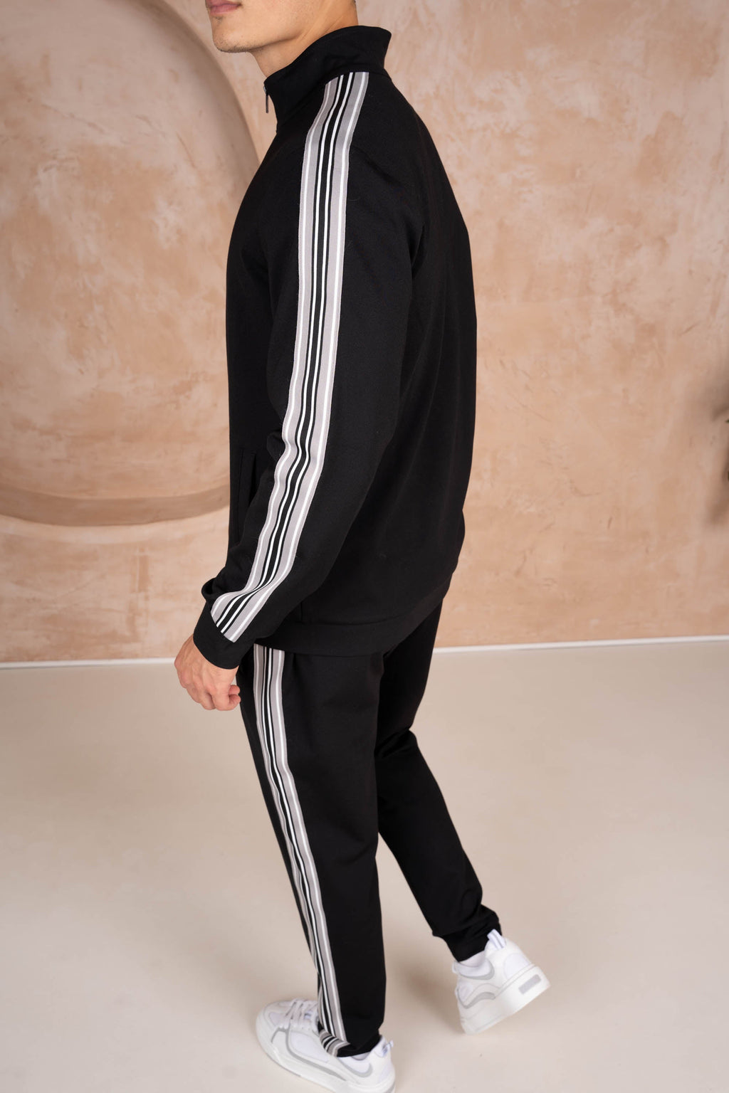 Side Stripe Zip Up Jacket - Black | Xtralitty