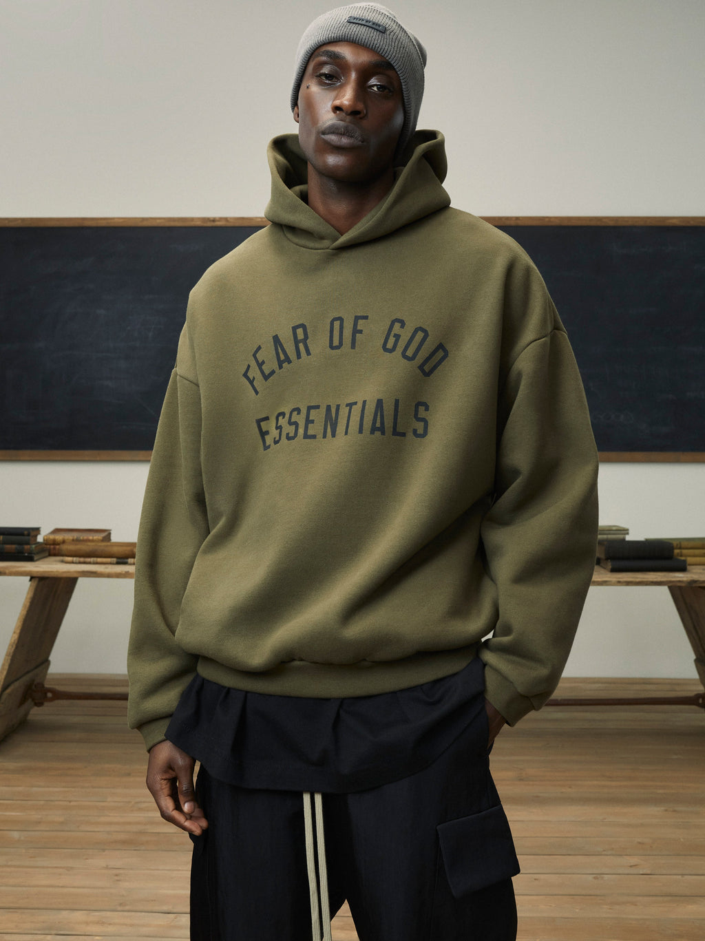 Fear of God Essentials Fleece Hoodie – Olive | Premium Heavyweight Pullover