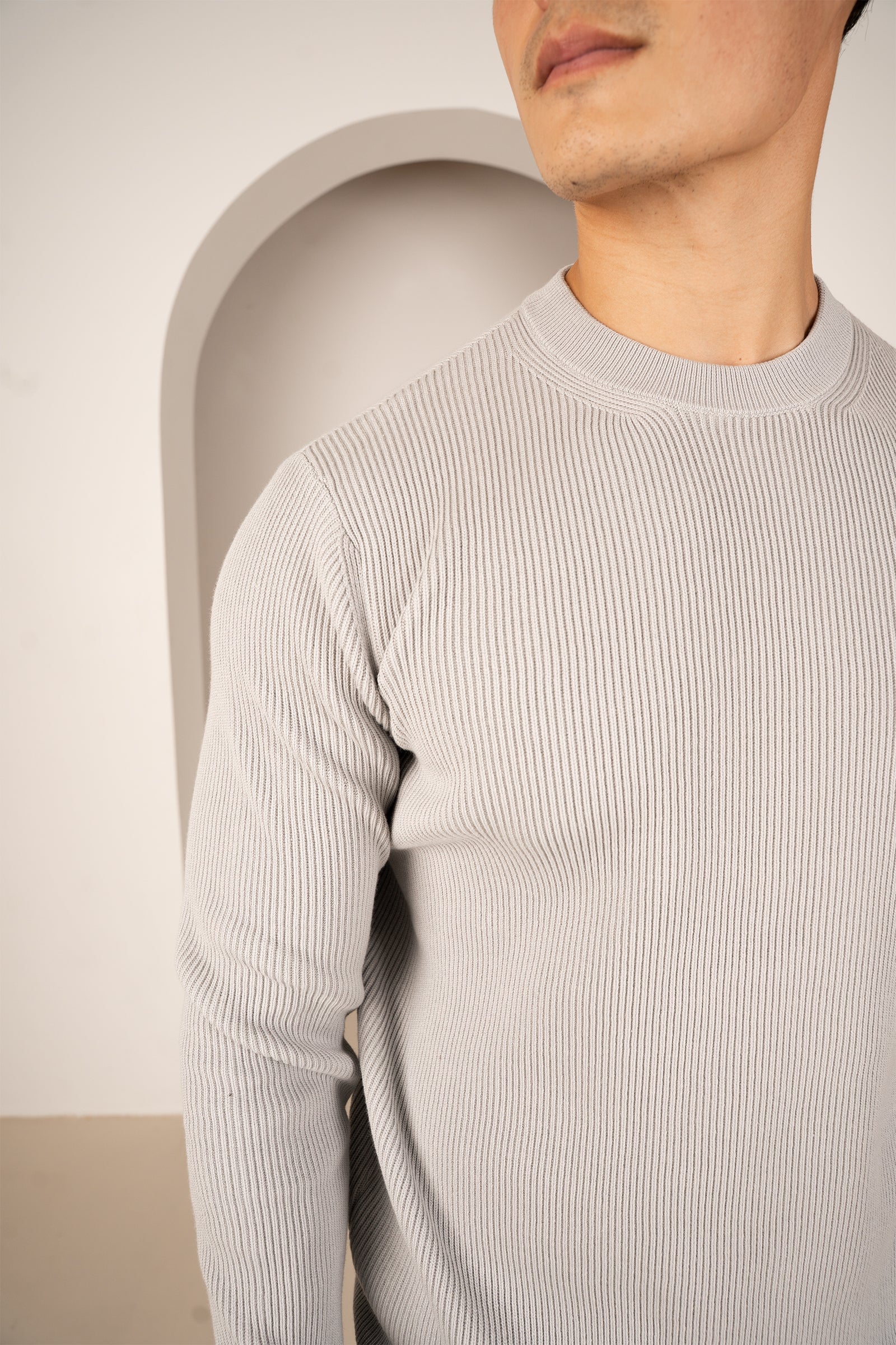 Ribbed Knit Slim Fit Jumper - Grey | Xtralitty