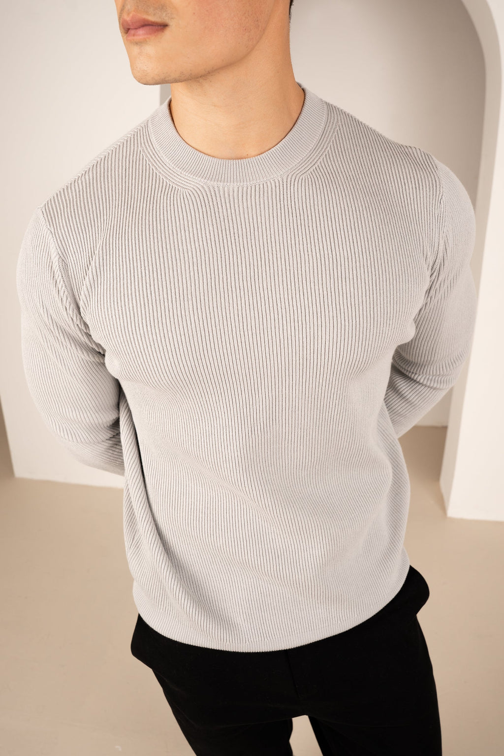 Ribbed Knit Slim Fit Jumper - Grey | Xtralitty