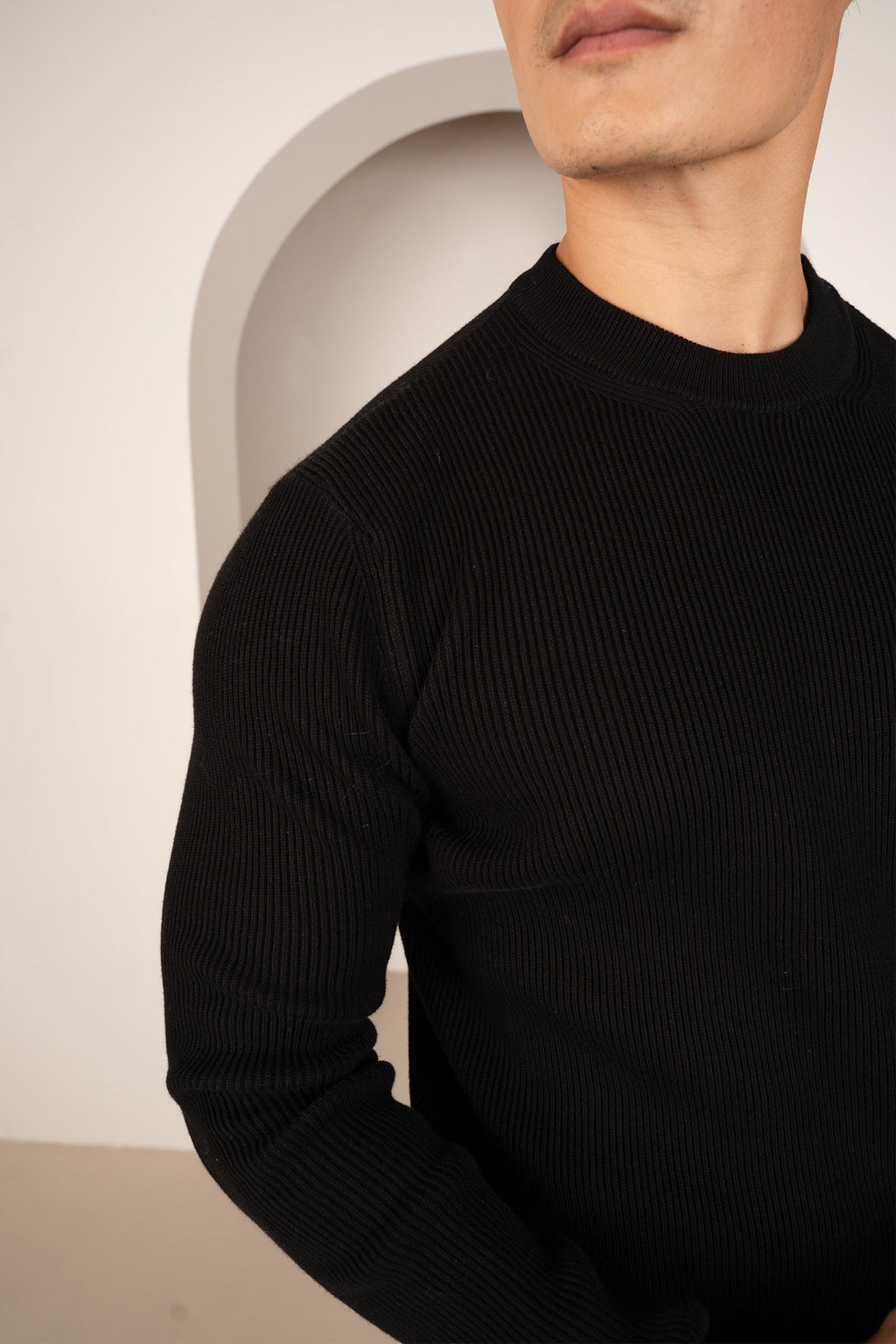 Ribbed Knit Slim Fit Jumper - Black | Xtralitty