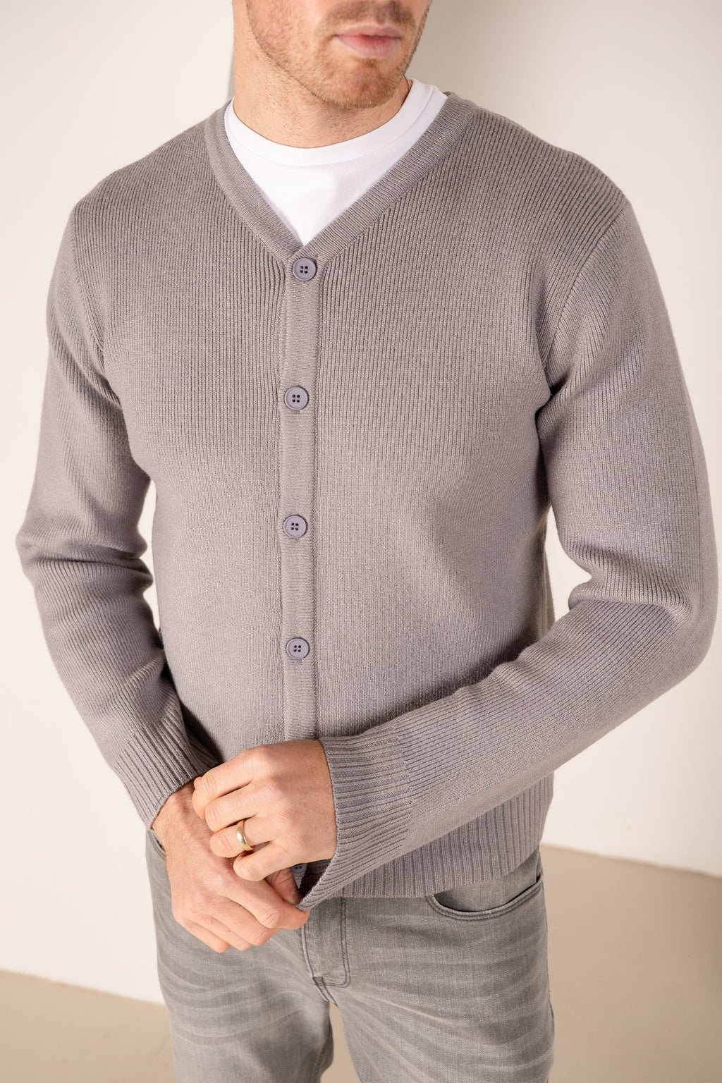 Y Neck Button Up Cardigan - Grey | Xtralitty