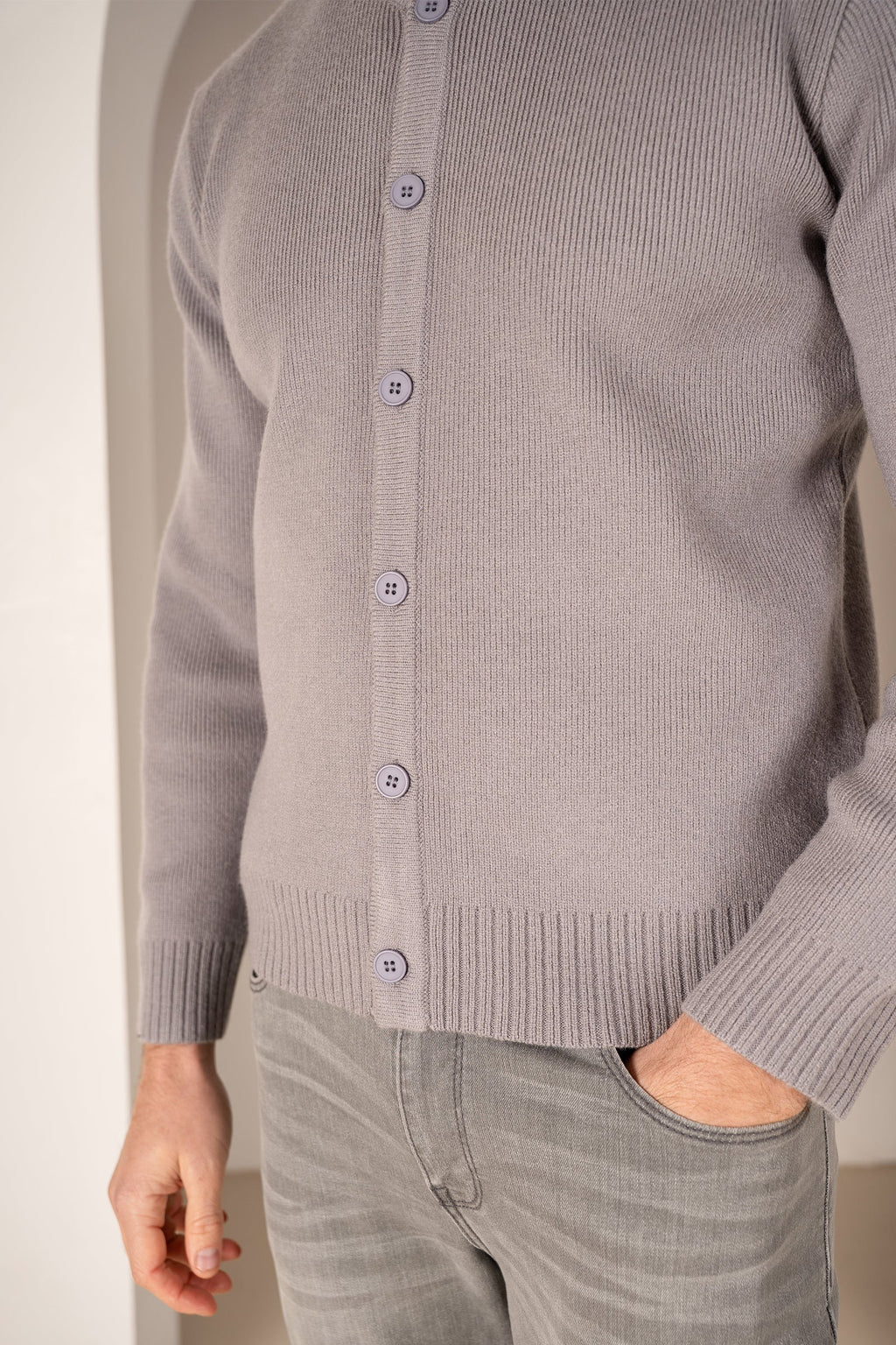 Y Neck Button Up Cardigan - Grey | Xtralitty