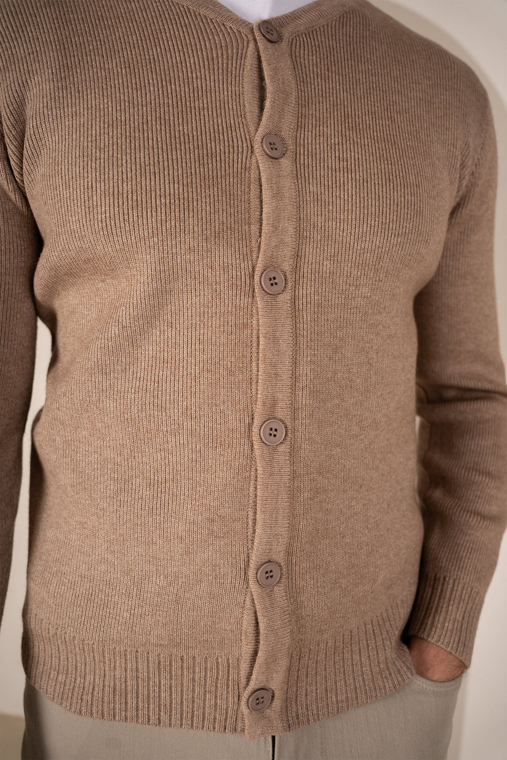 Y Neck Button Up Cardigan - Oatmeal | Xtralitty