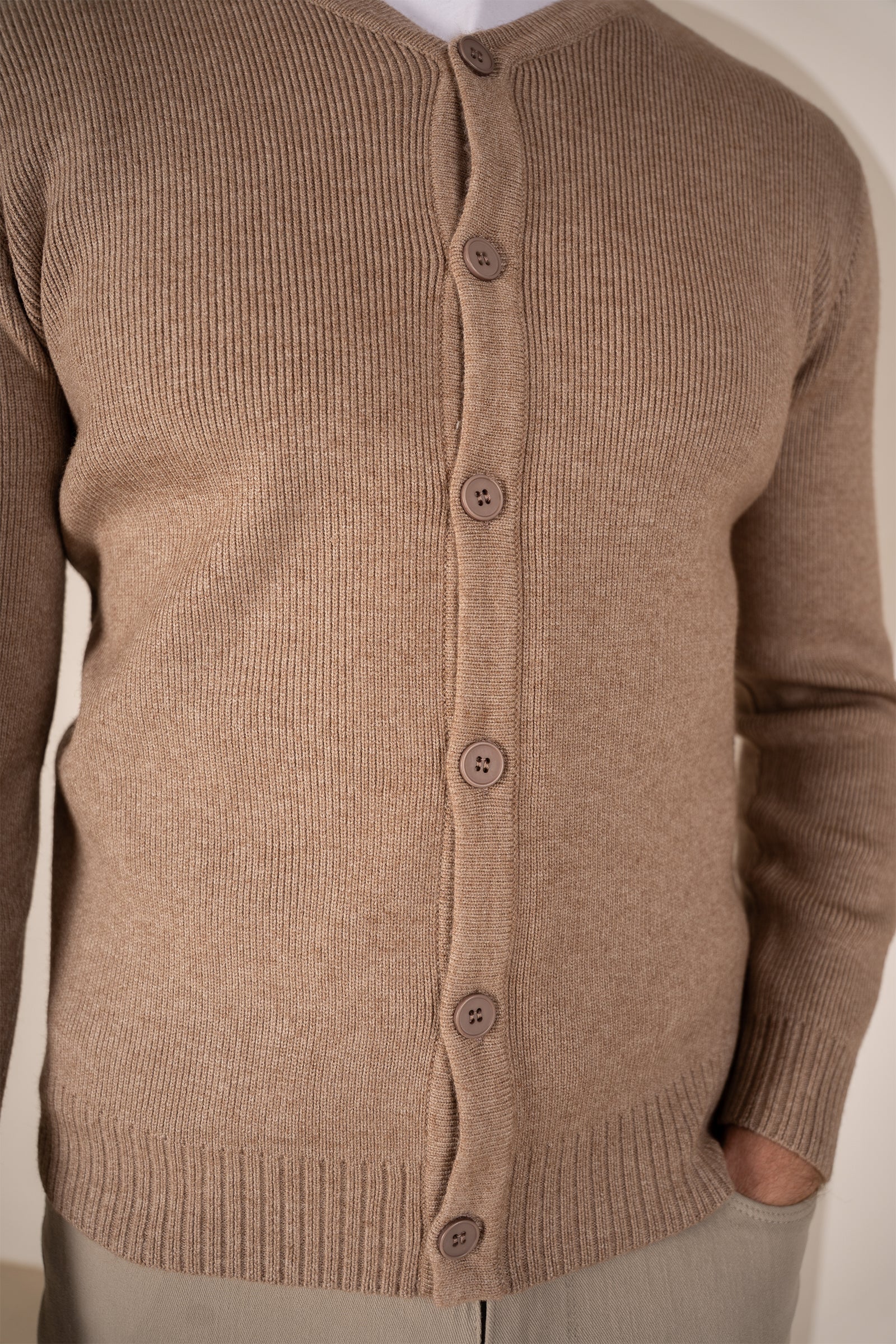 Y Neck Button Up Cardigan - Oatmeal | Xtralitty