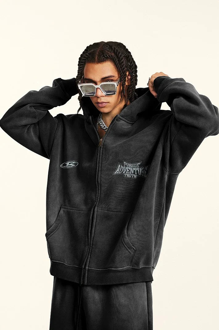 LUNARA® - Oversized Print Zip Up Hoodie UNISEX