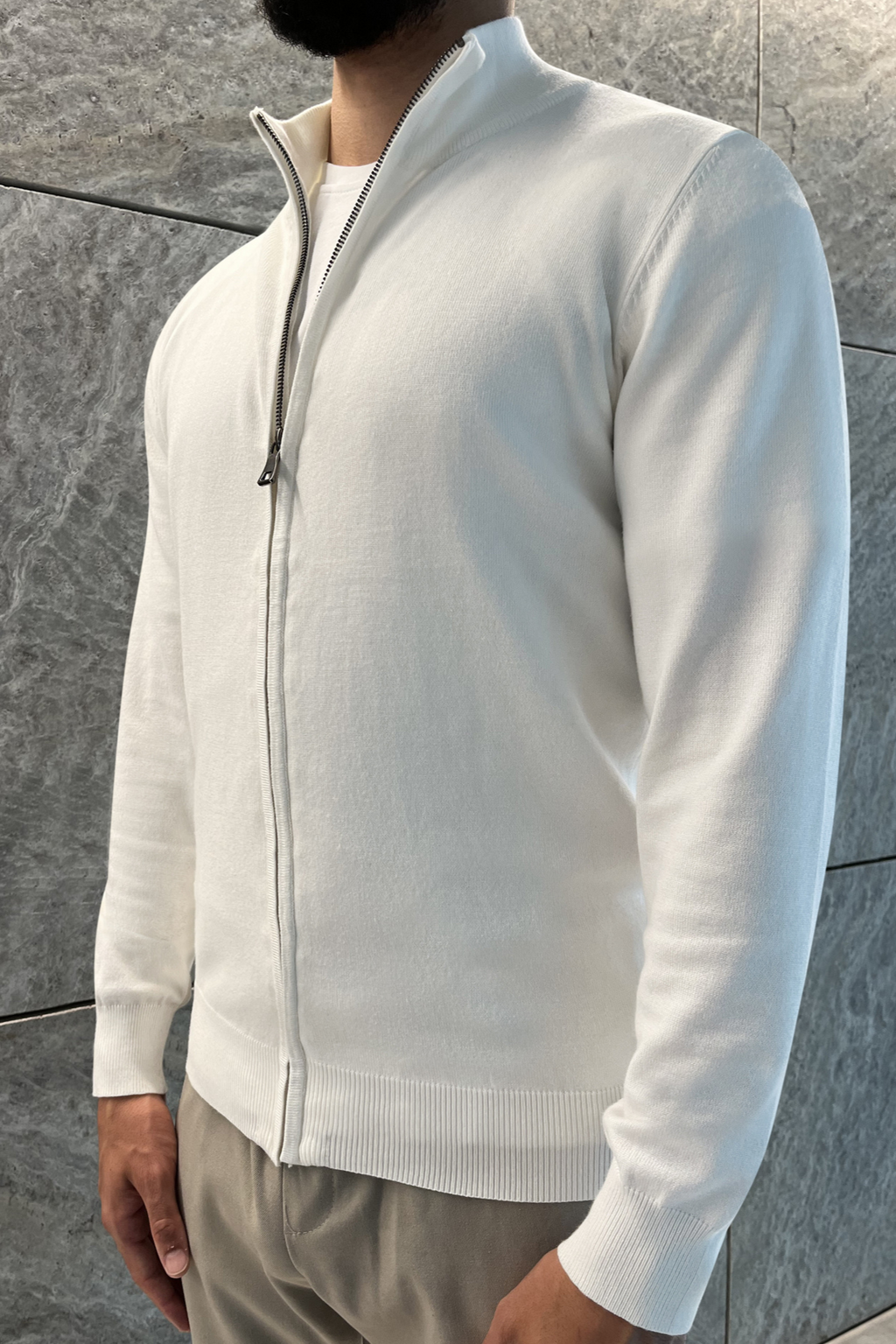 Faro Full Zip Sweater - Wit