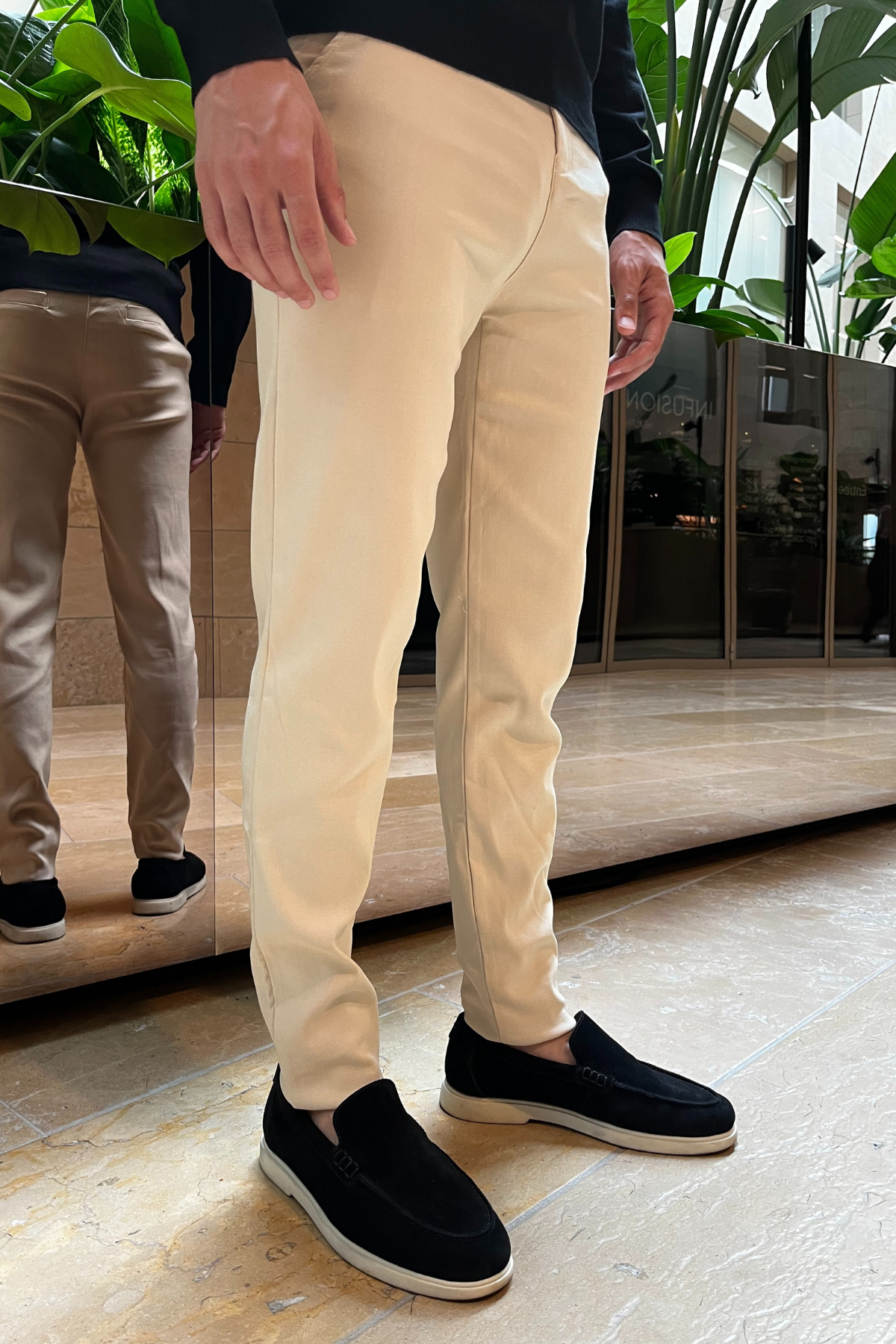 Faro Stretch Pantalon - Cream