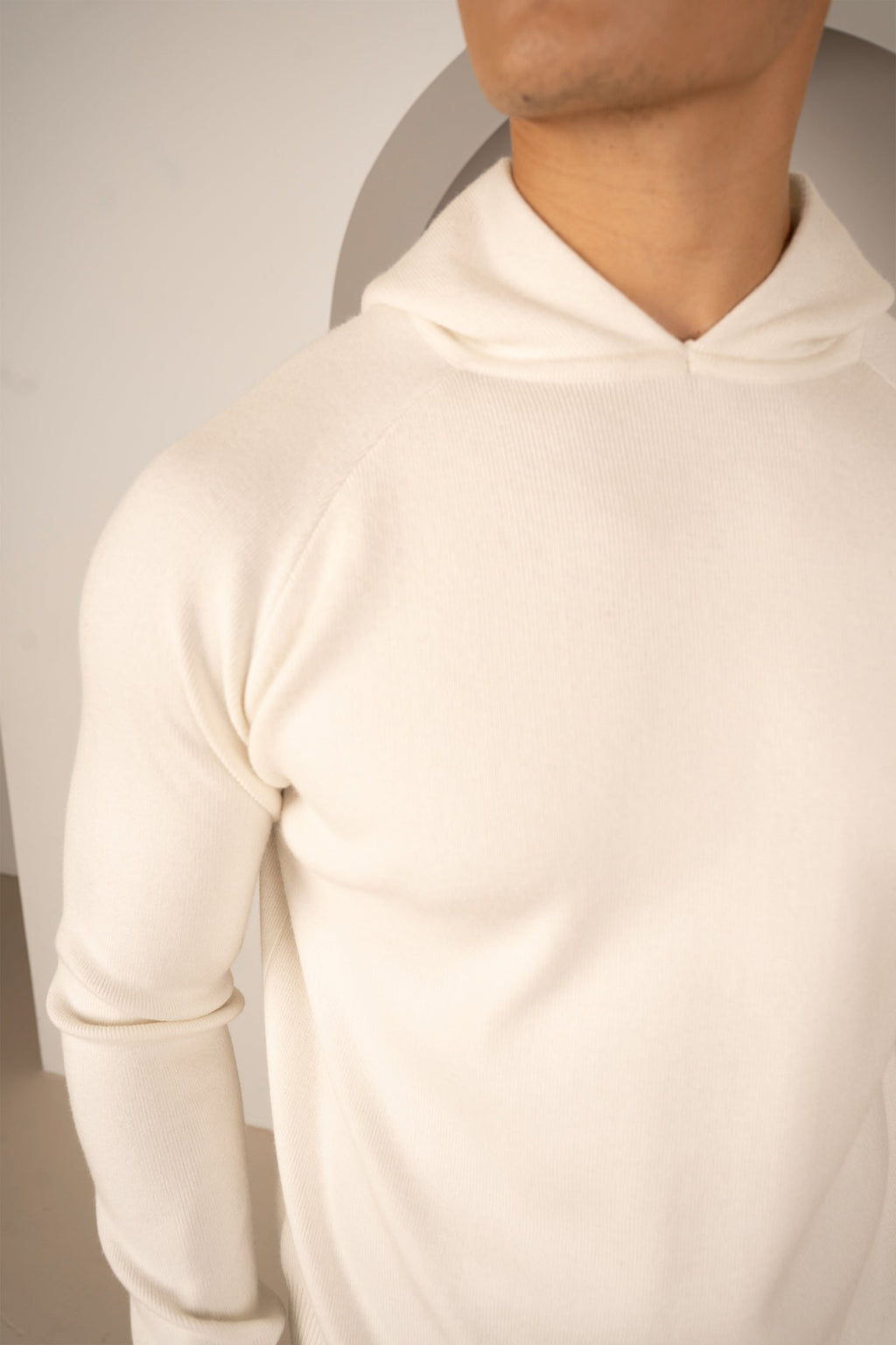 Slim Fit Knitted Hoodie - Off White | Xtralitty
