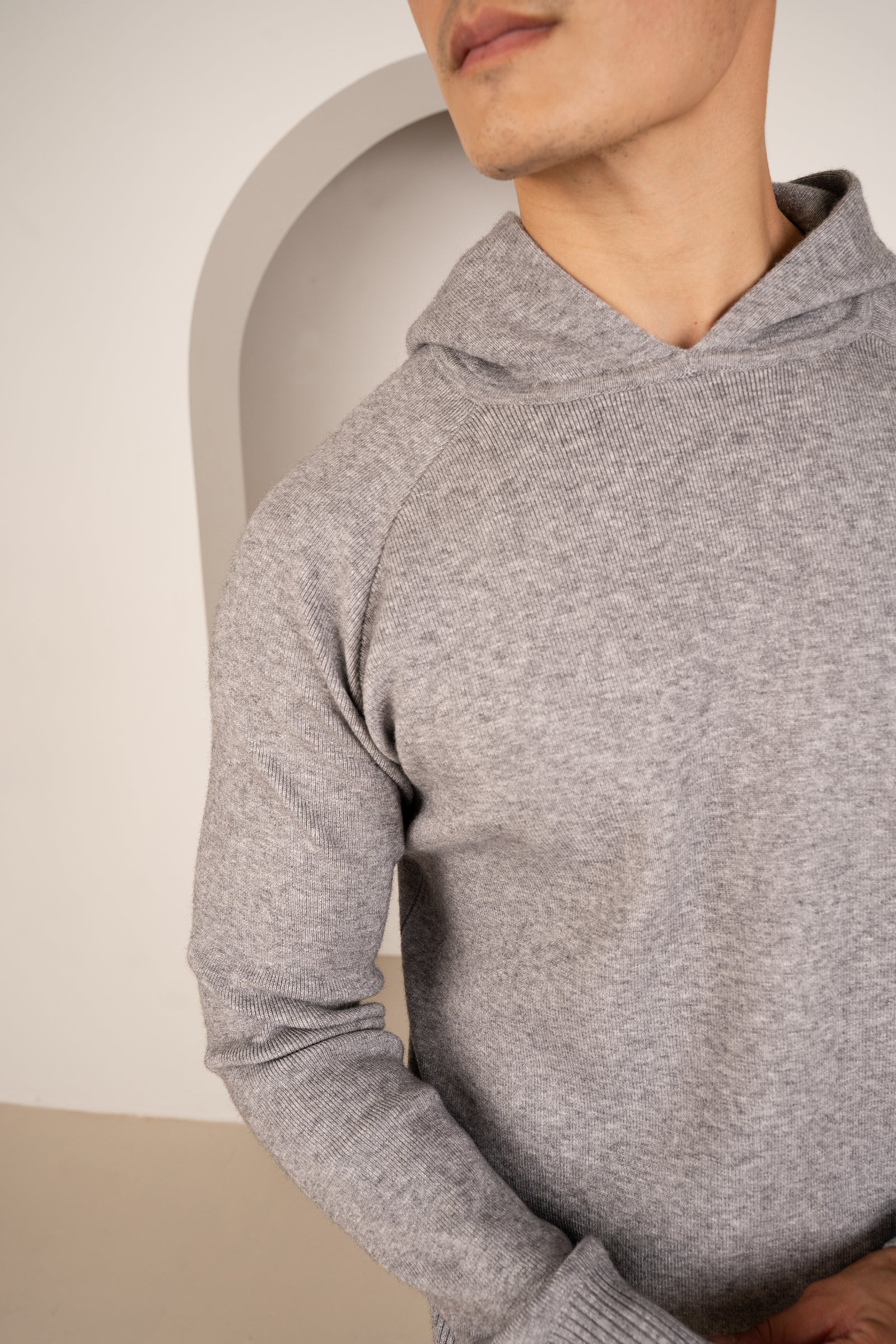 Slim Fit Knitted Hoodie - Grey | Xtralitty