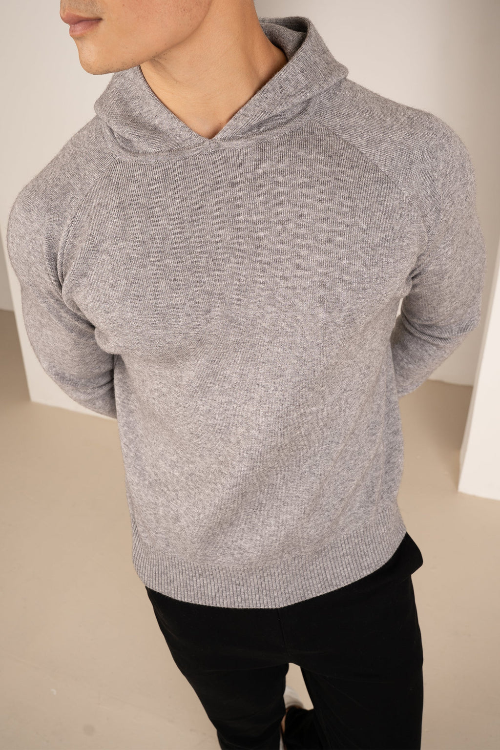 Slim Fit Knitted Hoodie - Grey | Xtralitty