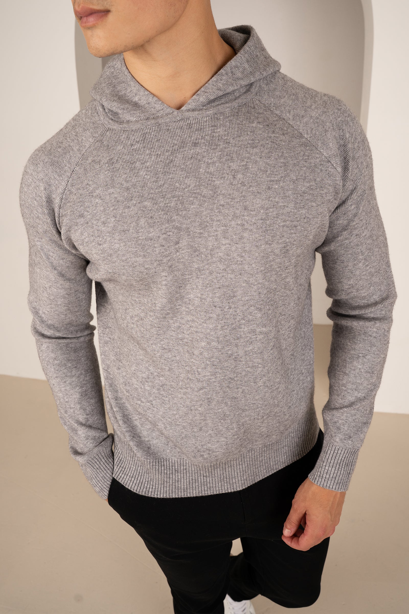 Slim Fit Knitted Hoodie - Grey | Xtralitty