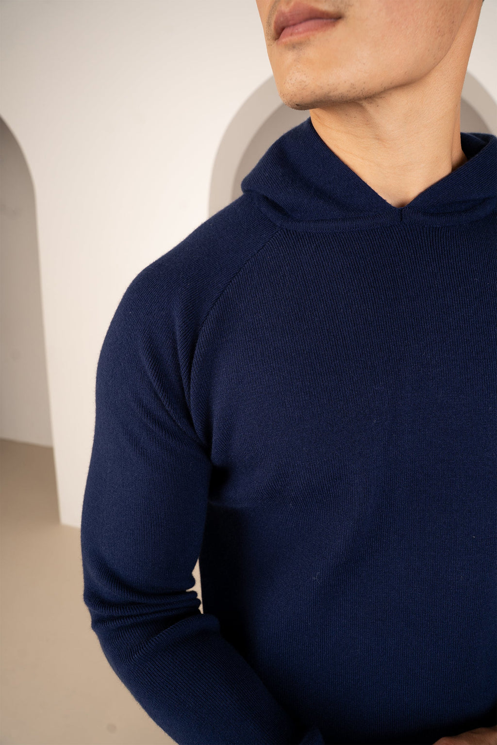 Slim Fit Knitted Hoodie - Navy | Xtralitty