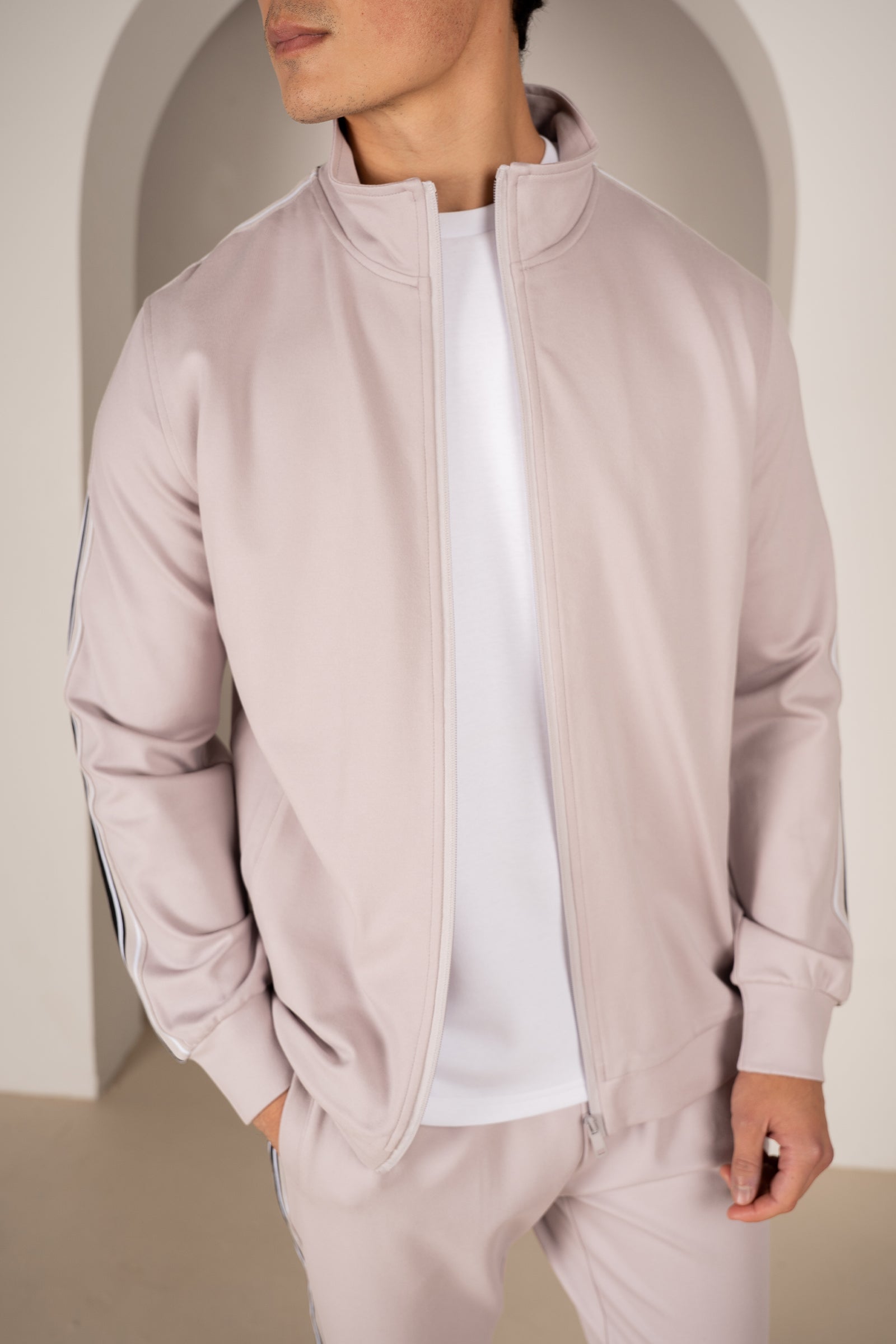 Side Stripe Zip Up Jacket - Grey | Xtralitty