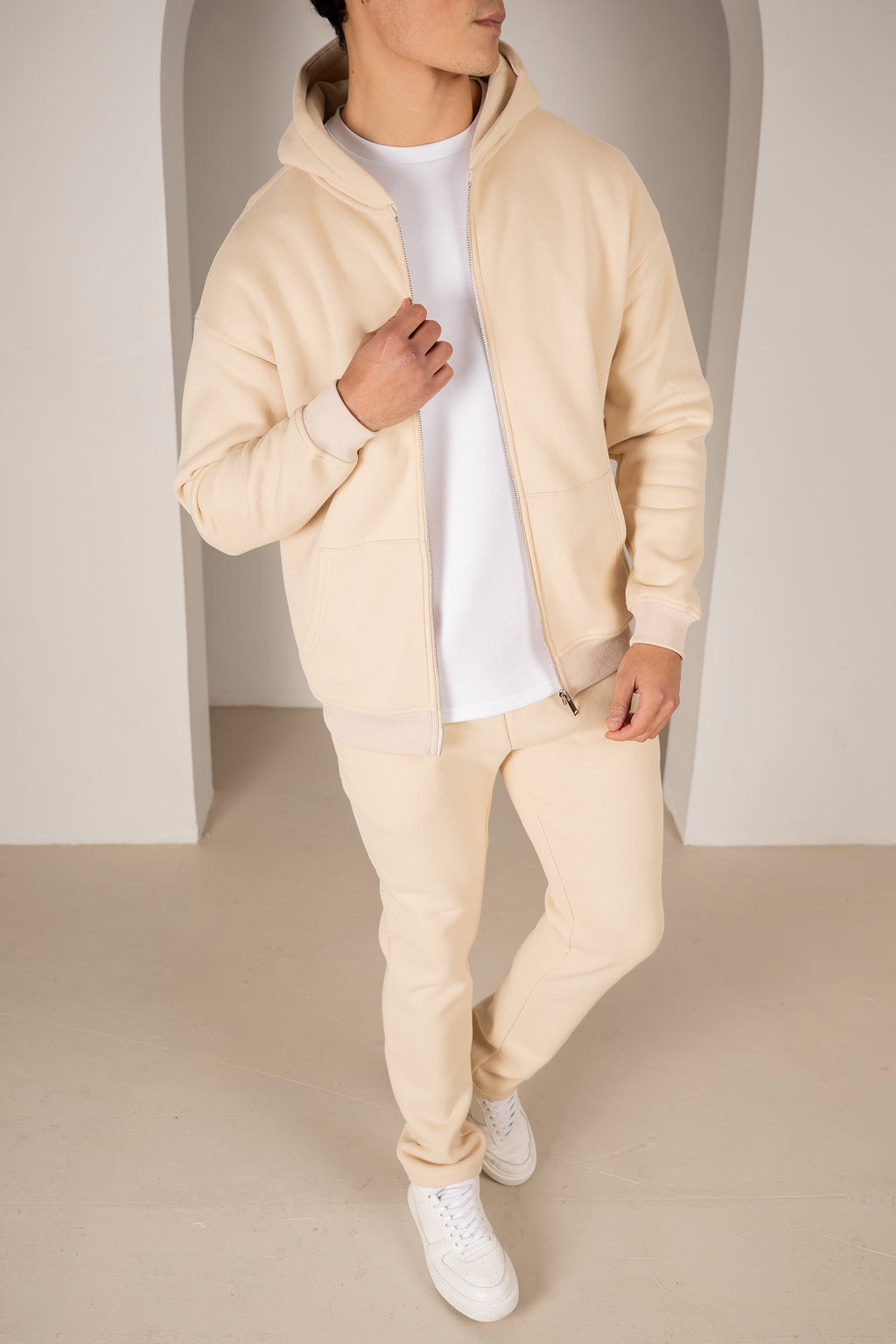 Premium Luxe Zip Up Hoody - Stone | Xtralitty