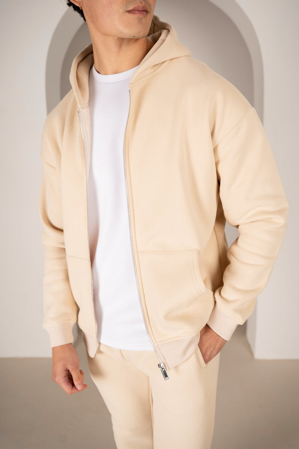 Premium Luxe Zip Up Hoody - Stone | Xtralitty