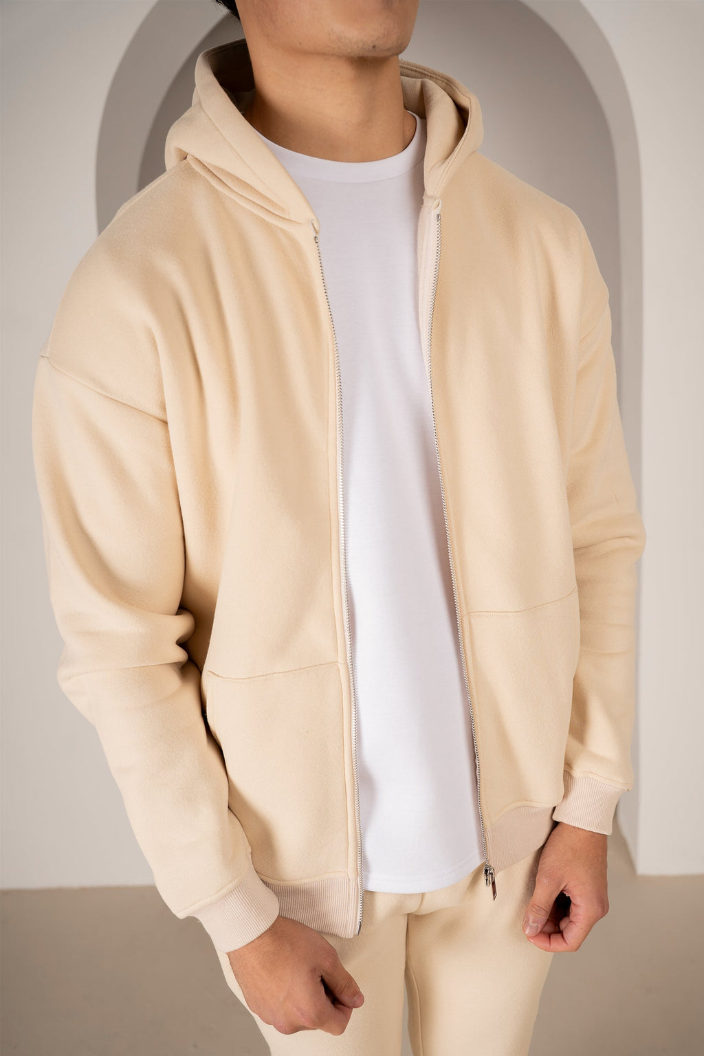 Premium Luxe Zip Up Hoody - Stone | Xtralitty