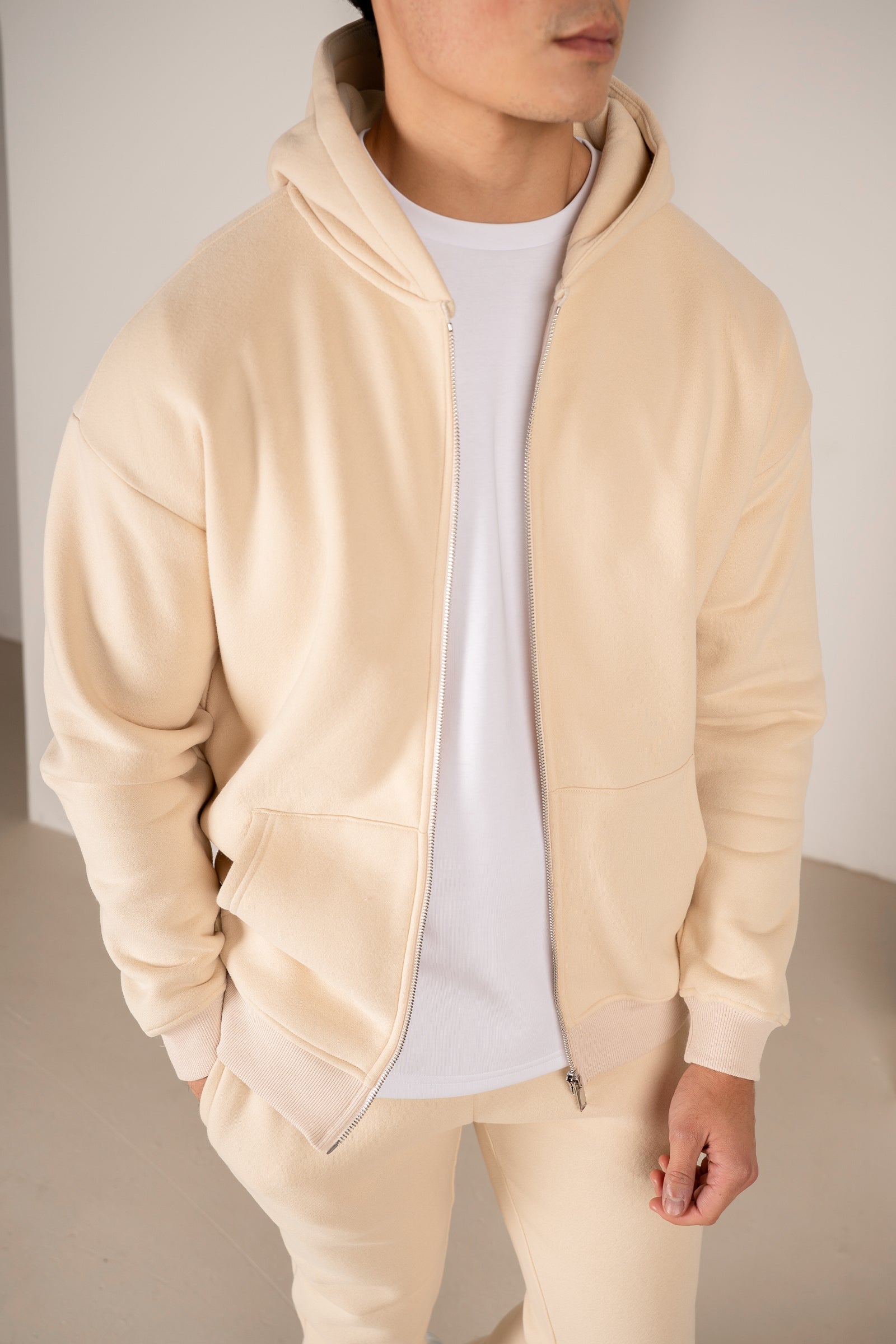 Premium Luxe Zip Up Hoody - Stone | Xtralitty