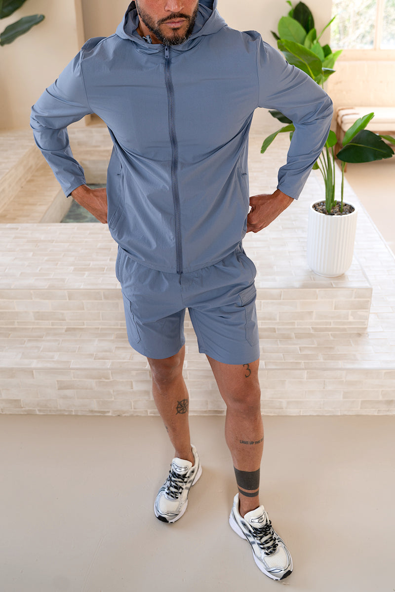 Premium Technical Windbreaker Jacket - Steel Blu | Xtralitty