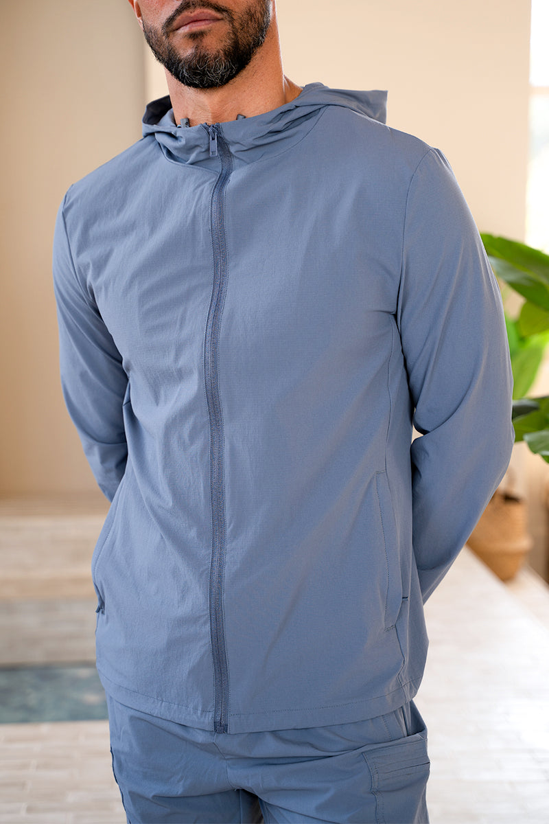 Premium Technical Windbreaker Jacket - Steel Blu | Xtralitty